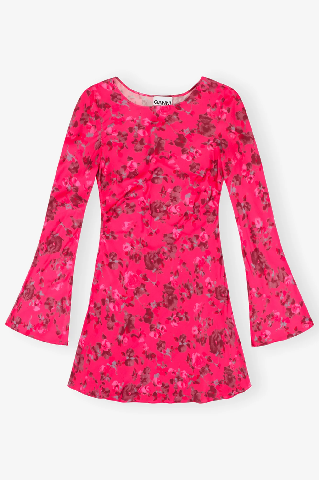 Printed Satin Mini Dress | Raspberry Wine