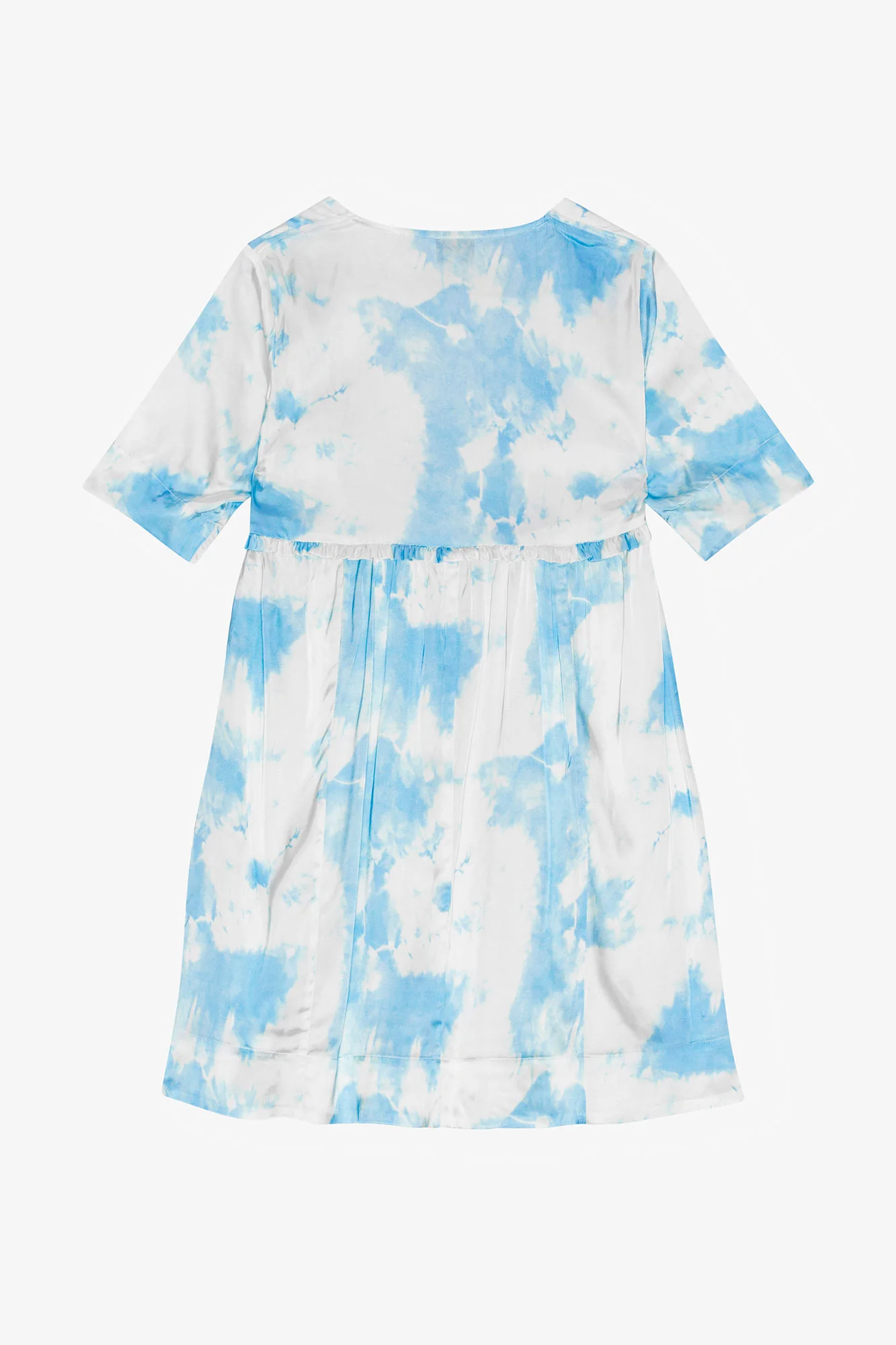 Printed Satin Short Sleeve Mini Dress | Powder Blue - Image 2