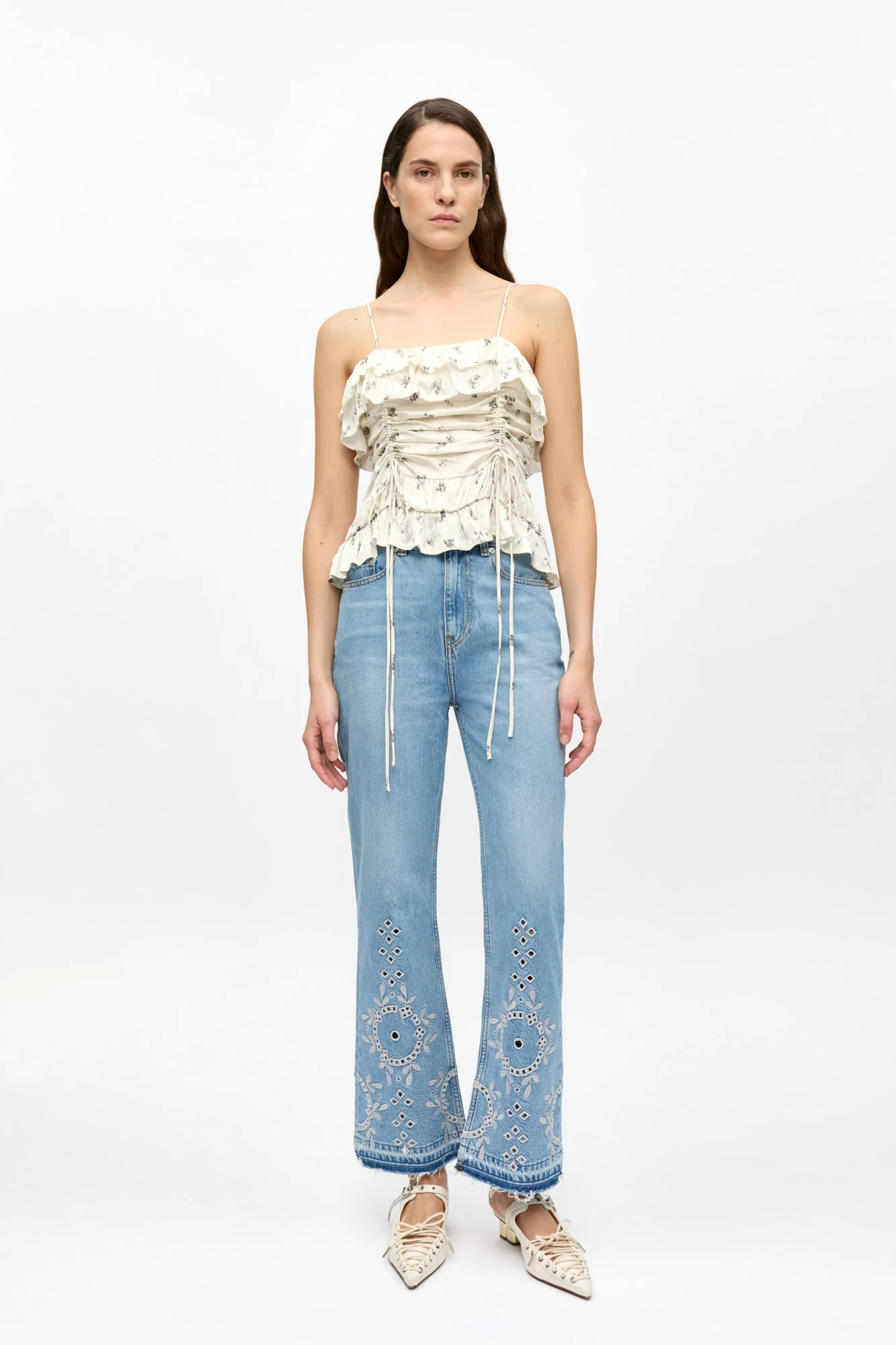 Printed Satin Slip Top | Egret - Image 4