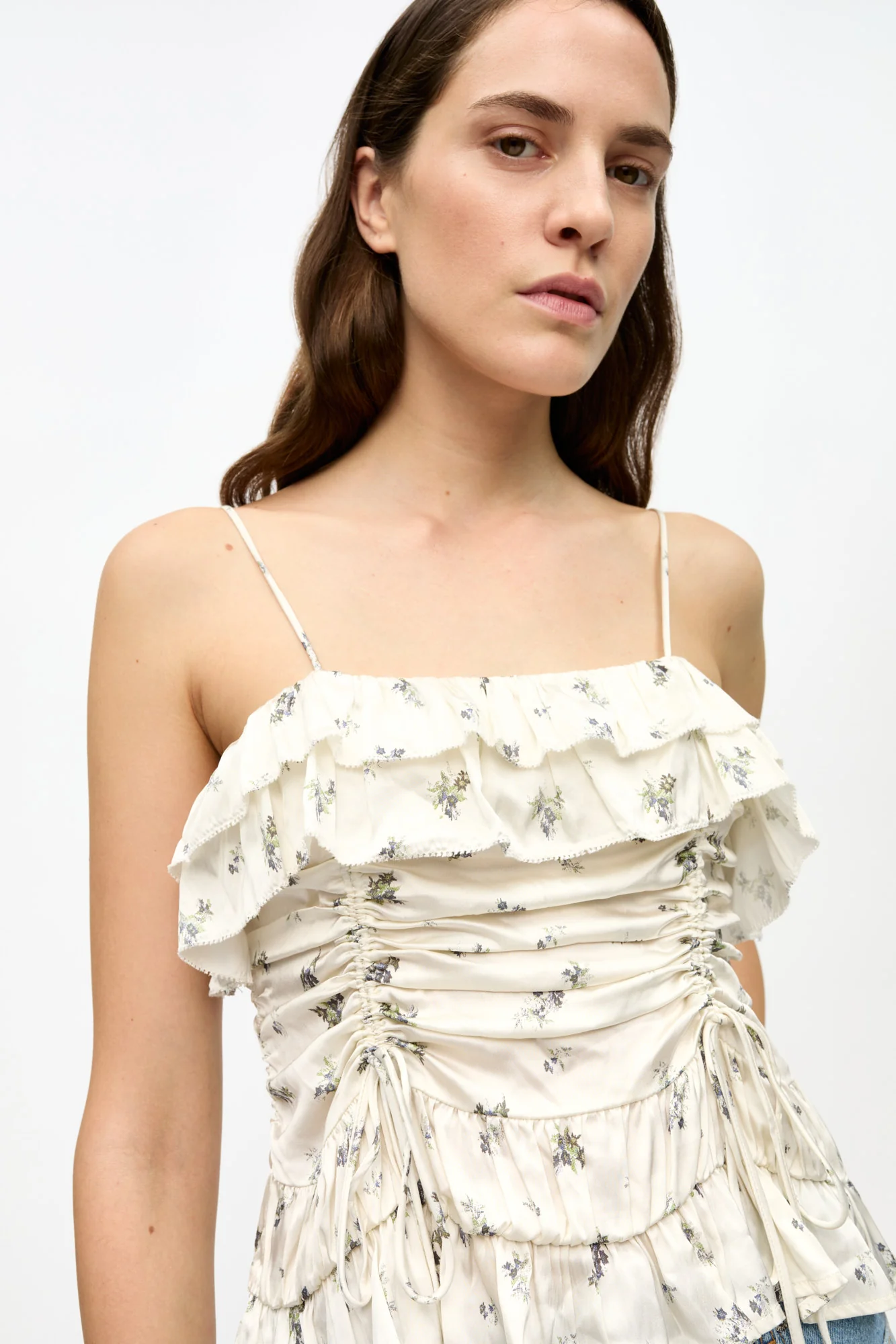 Printed Satin Slip Top | Egret - Image 6
