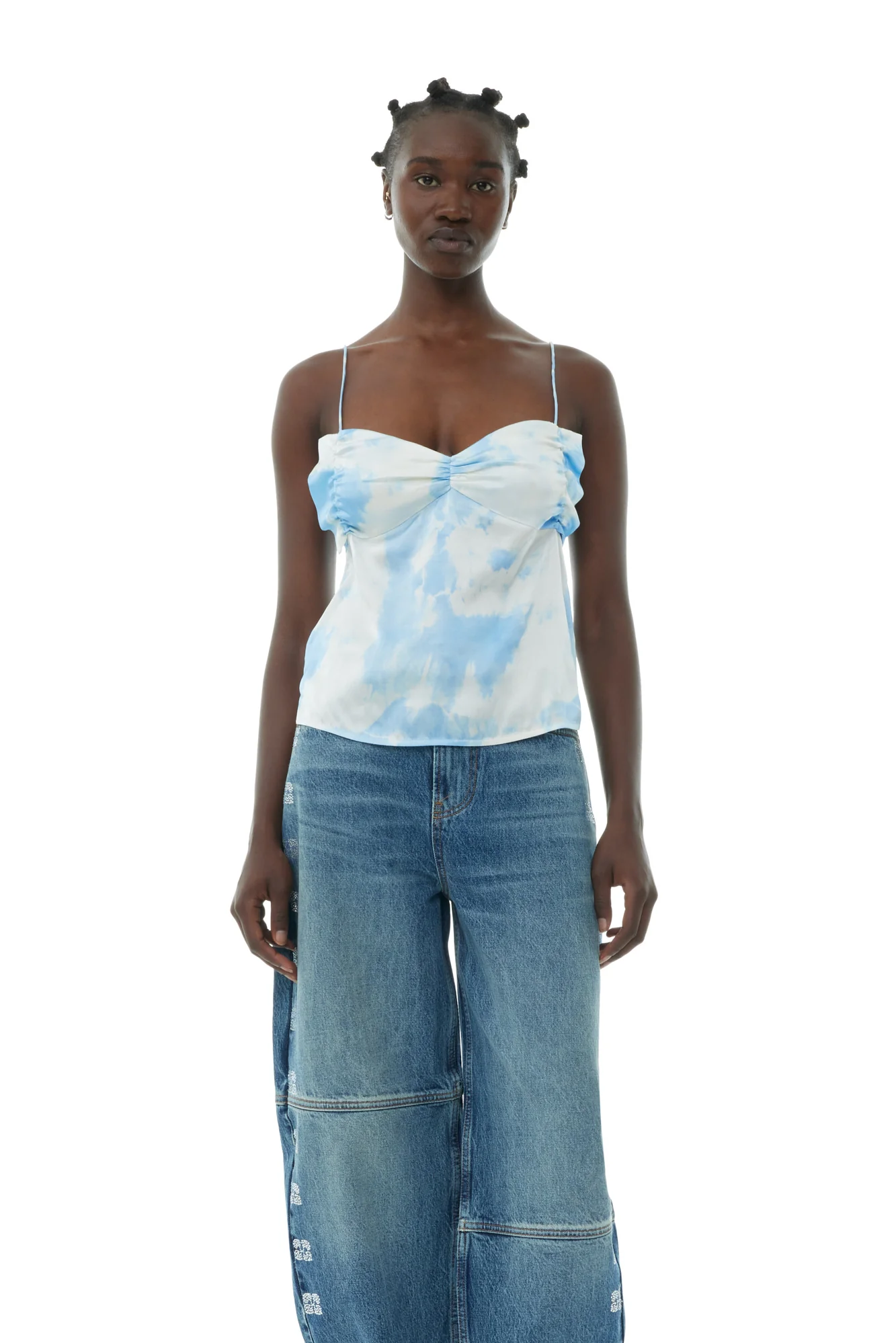 Printed Satin Slip Top | Powder Blue - Image 3