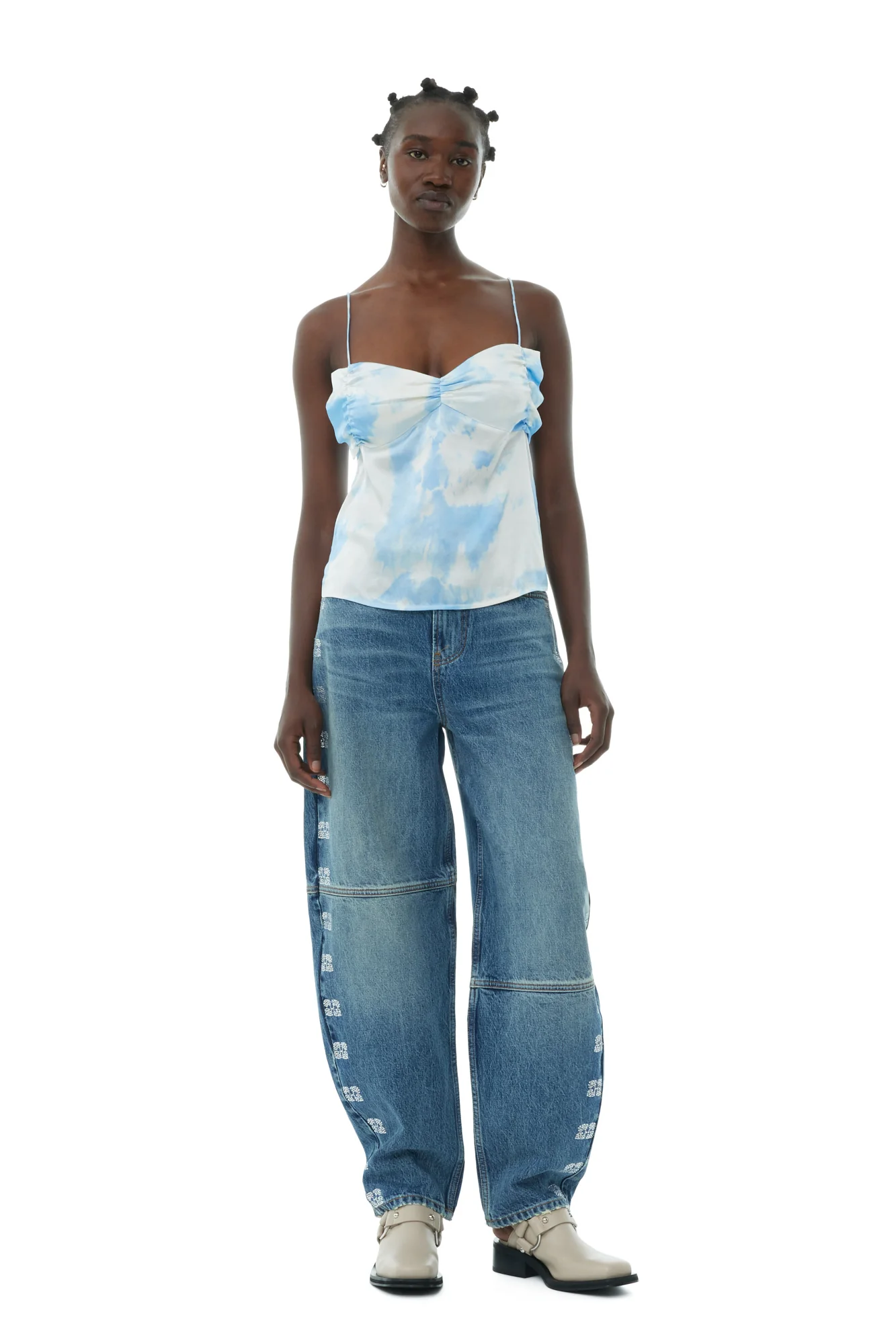 Printed Satin Slip Top | Powder Blue - Image 4