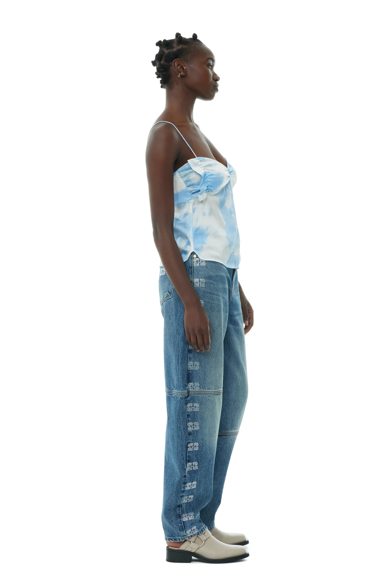 Printed Satin Slip Top | Powder Blue - Image 5