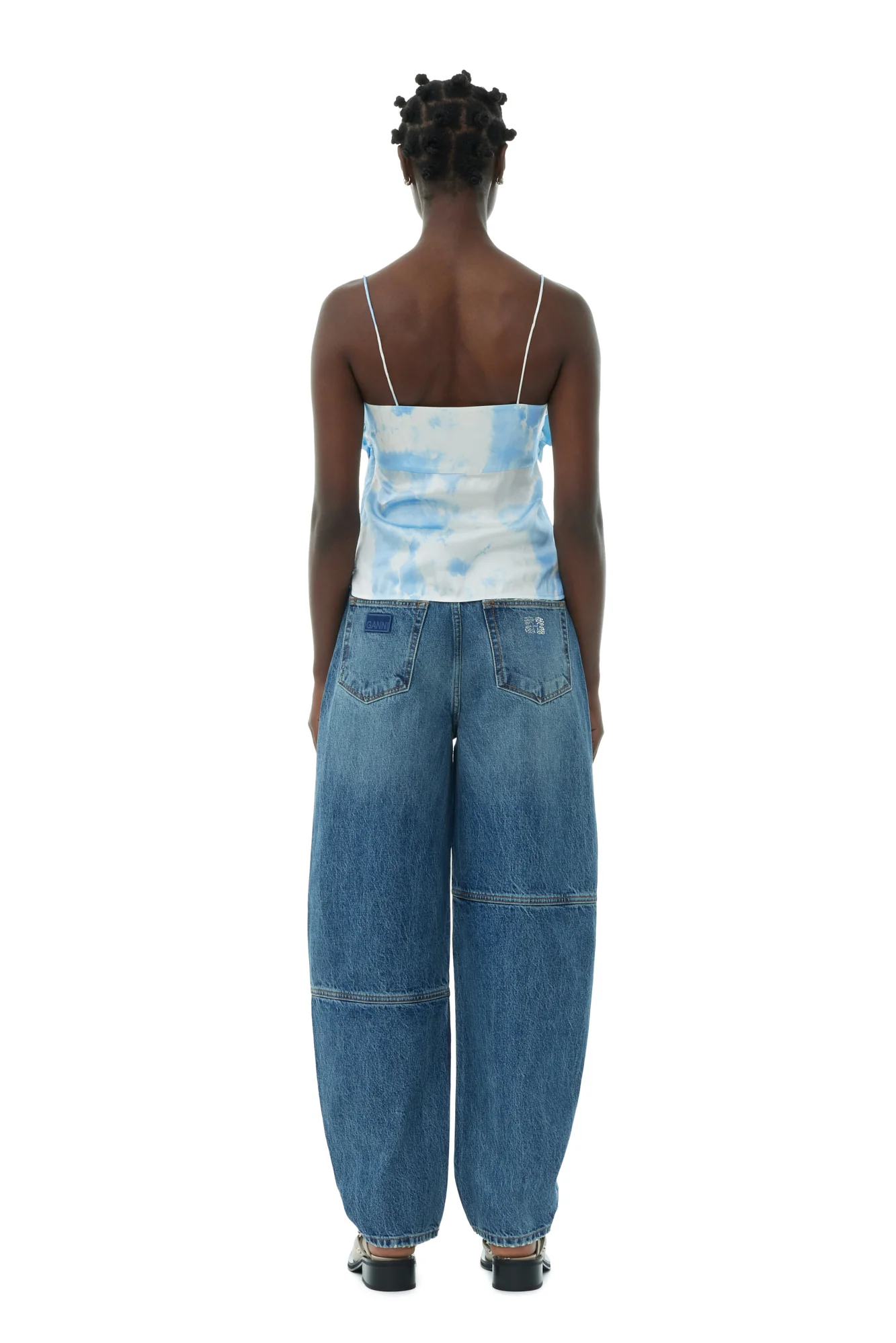 Printed Satin Slip Top | Powder Blue - Image 6