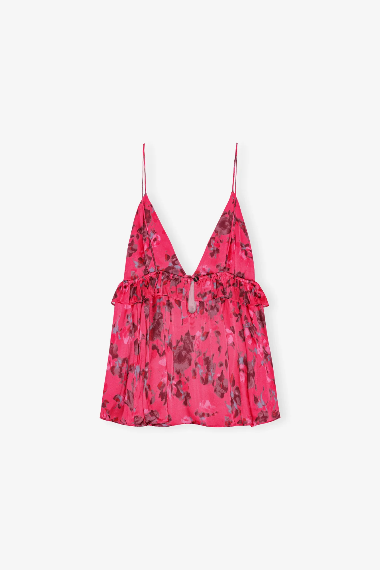 Printed Satin Strap Top | Raspberry Wine - Image 2