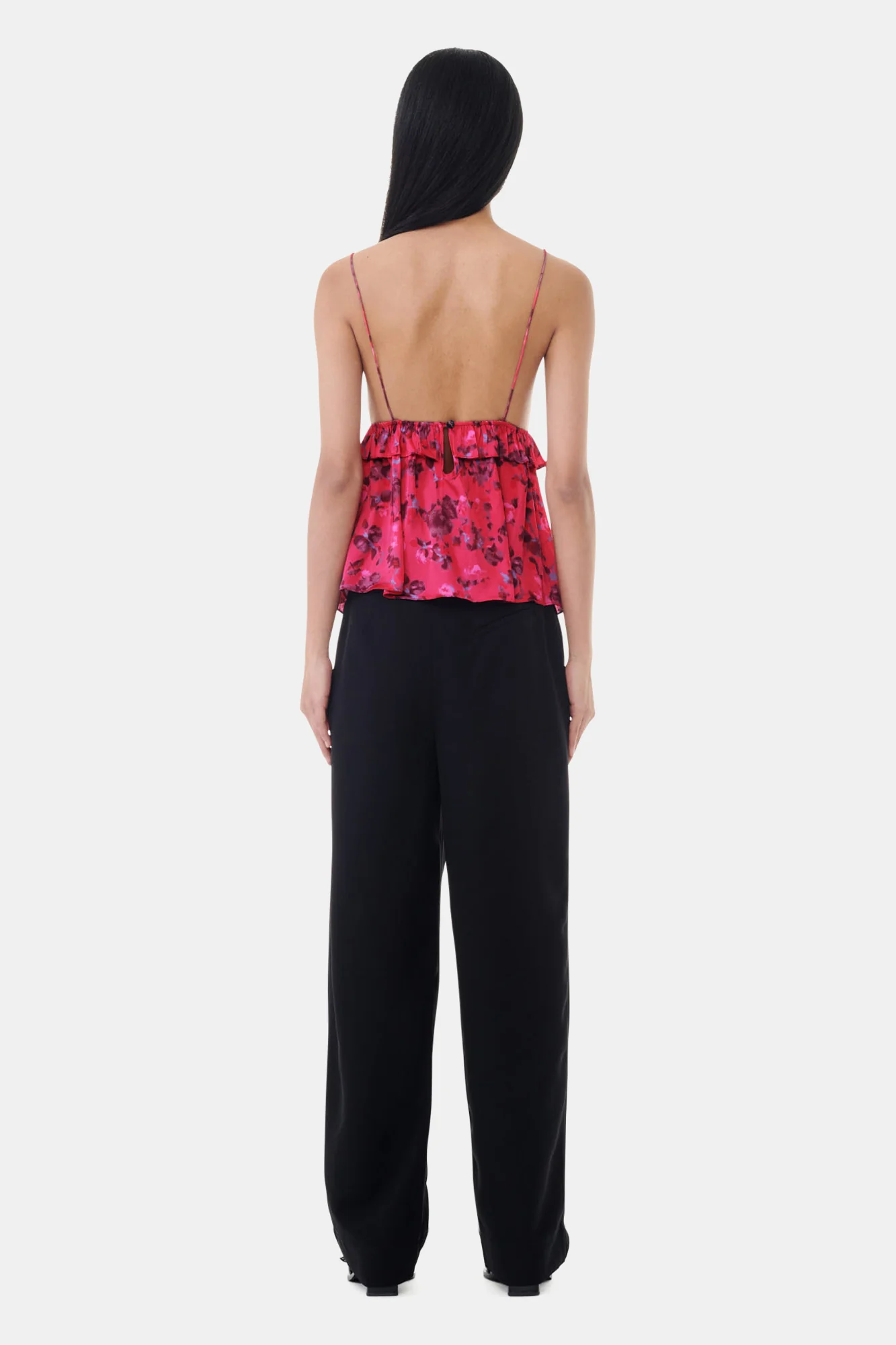 Printed Satin Strap Top | Raspberry Wine - Image 6