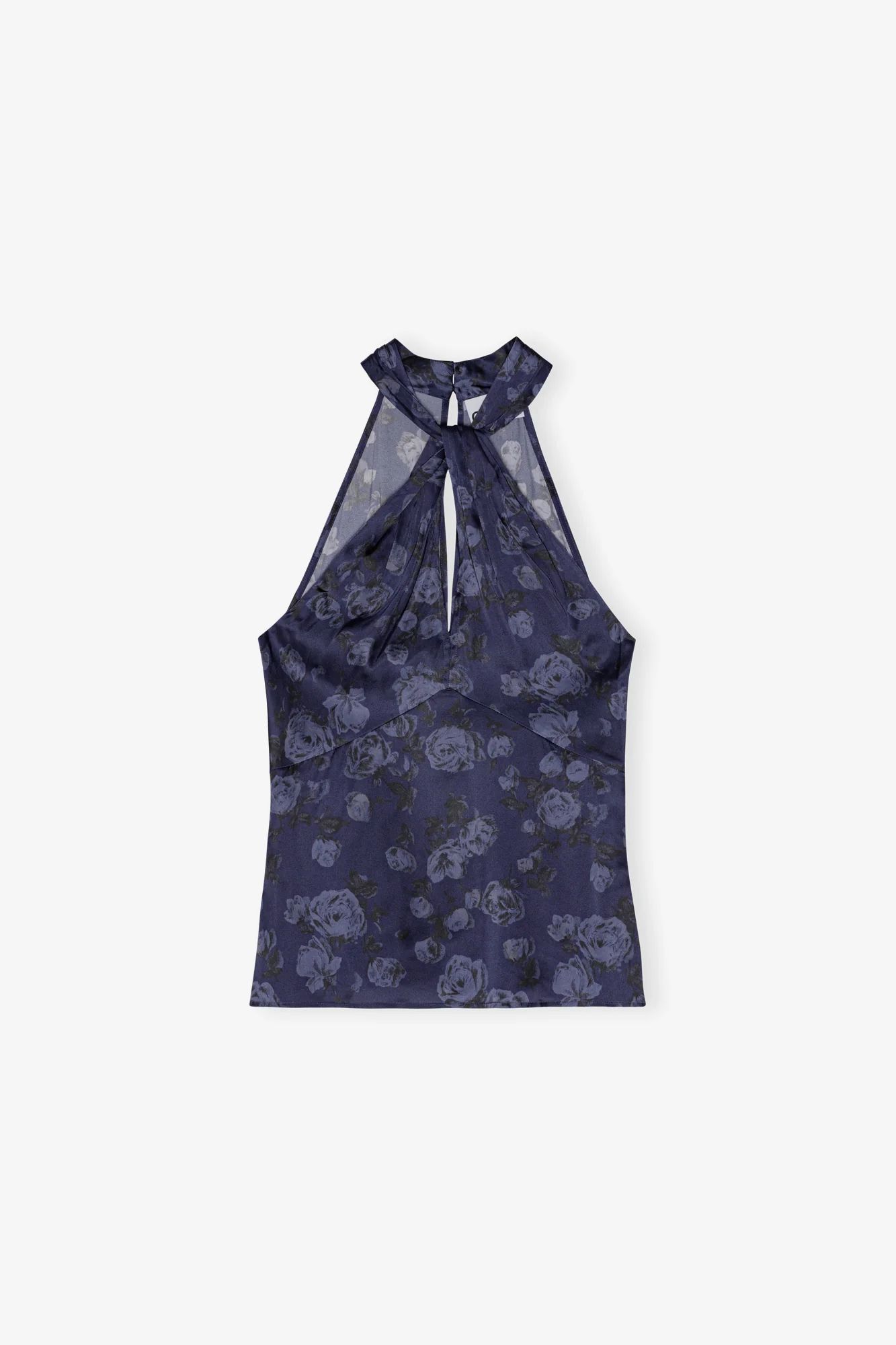 Printed Satin Top | Peacoat