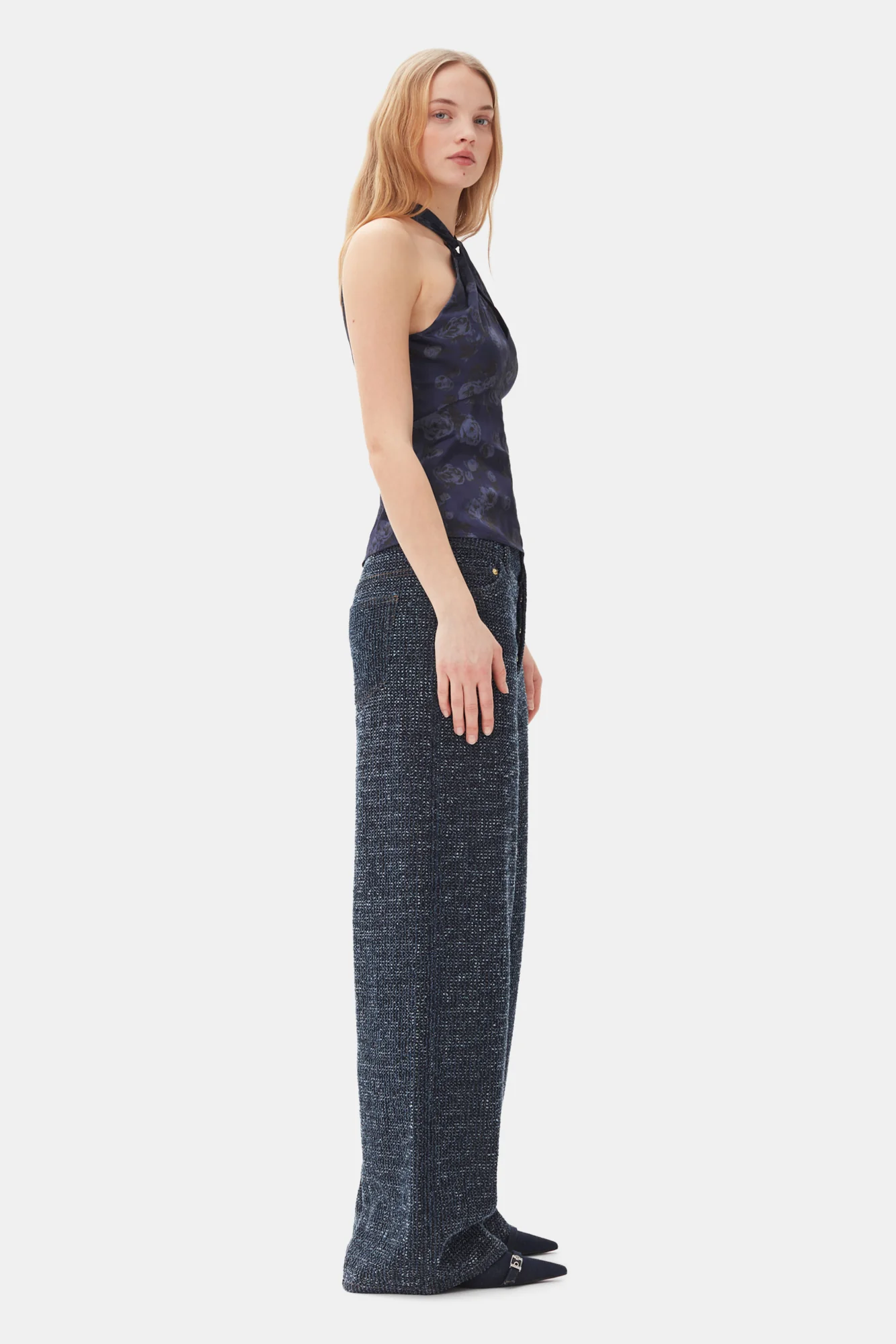 Printed Satin Top | Peacoat - Image 5
