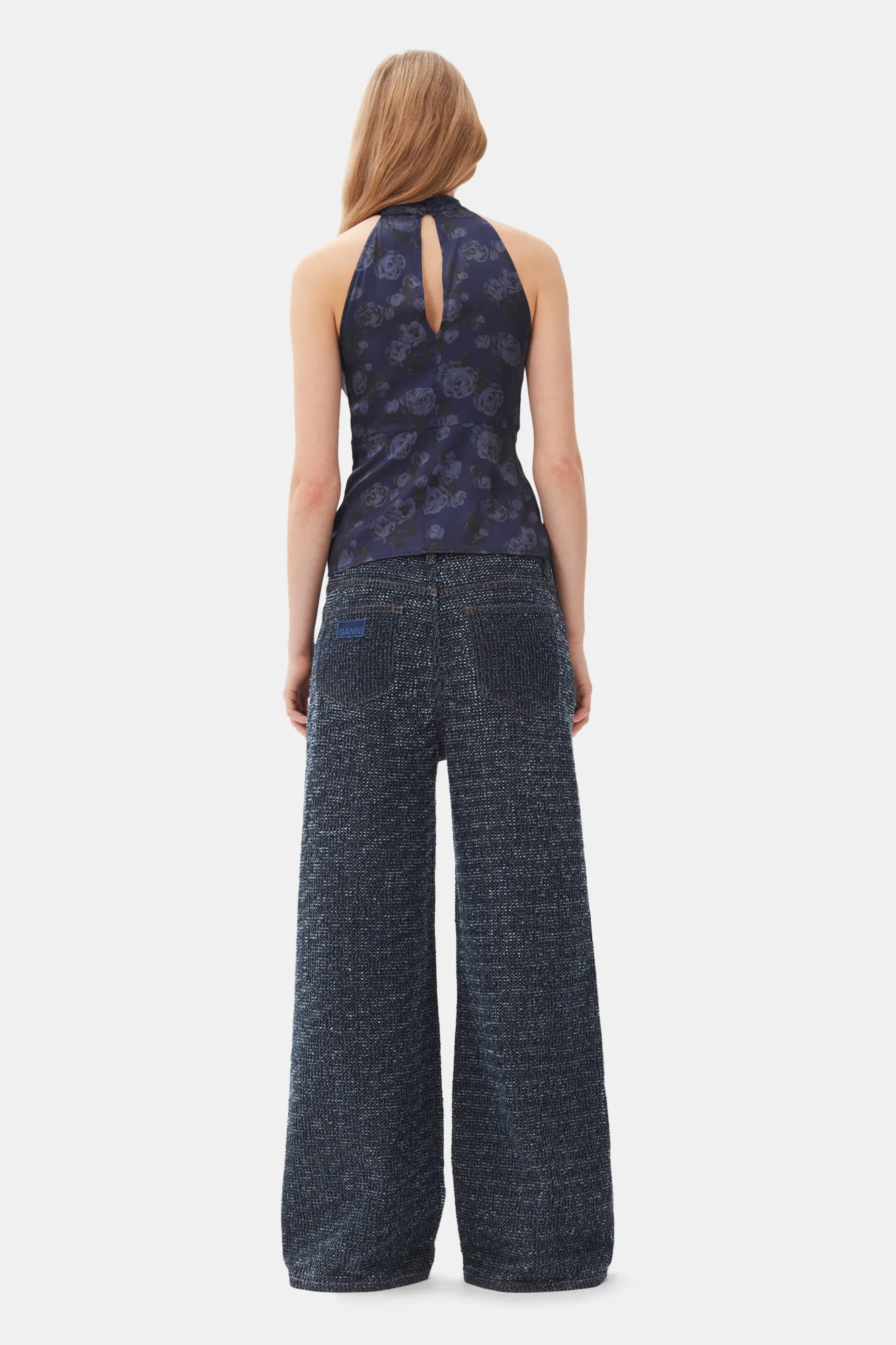 Printed Satin Top | Peacoat - Image 6