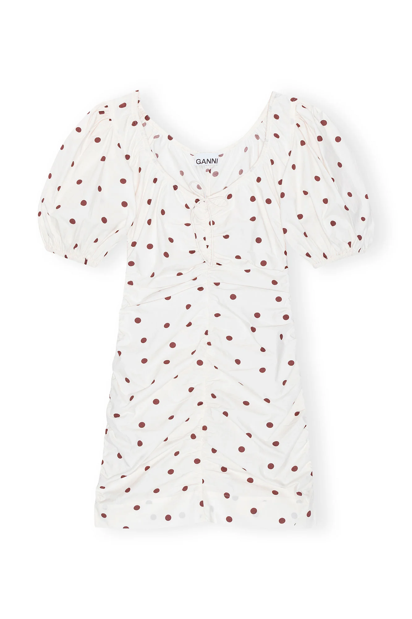 Printed U-neck Mini Dress | Egret