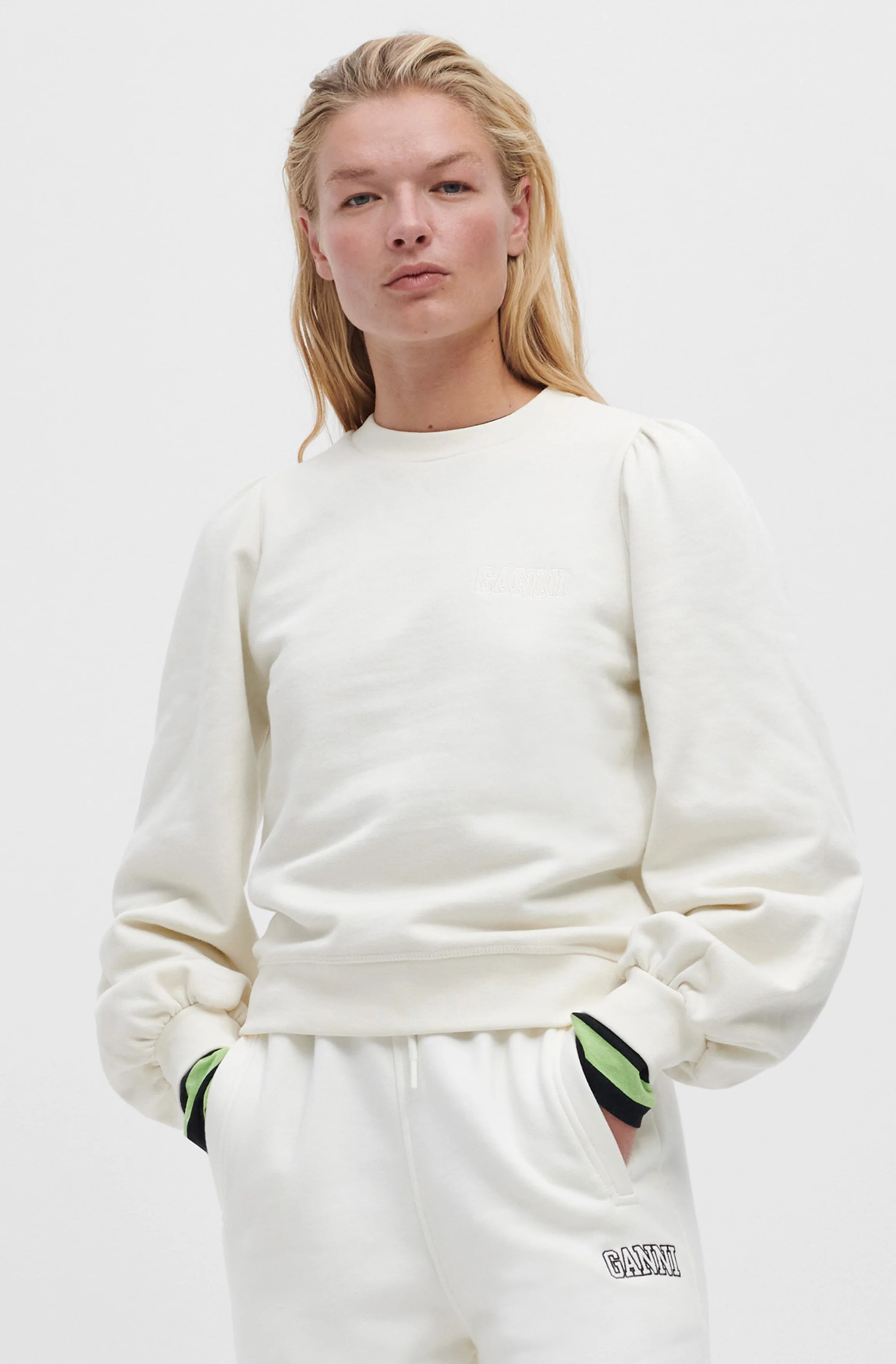 Puff Shoulder Sweatshirt | Egret - Image 2