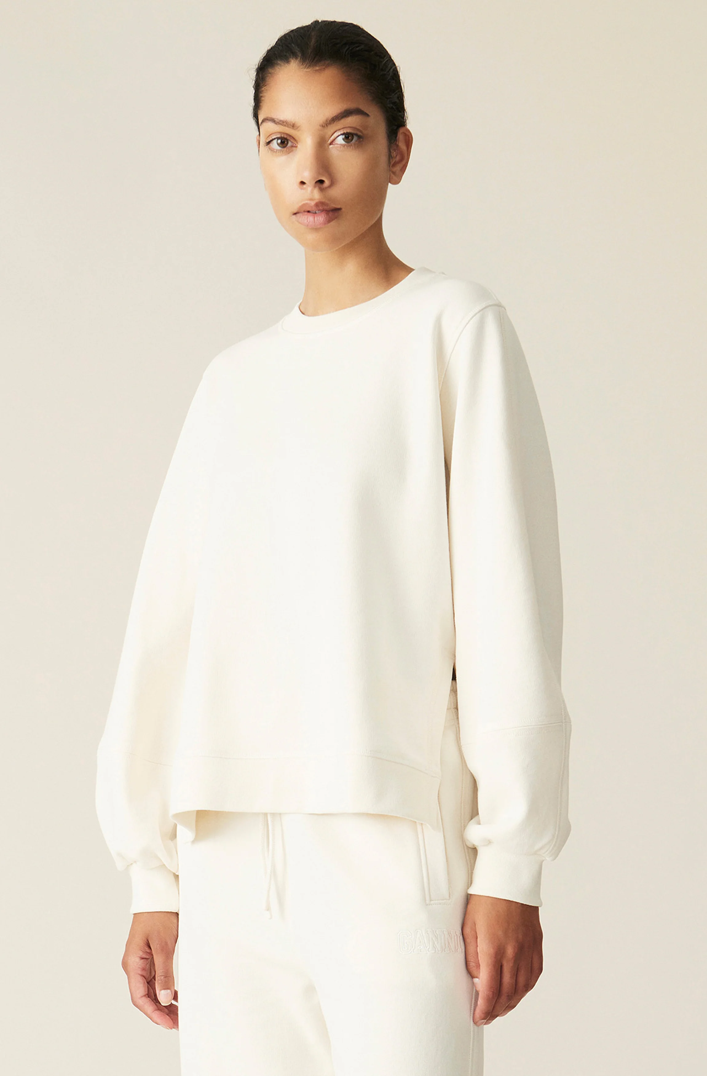Puff Sleeve Sweatshirt | Egret - Image 2