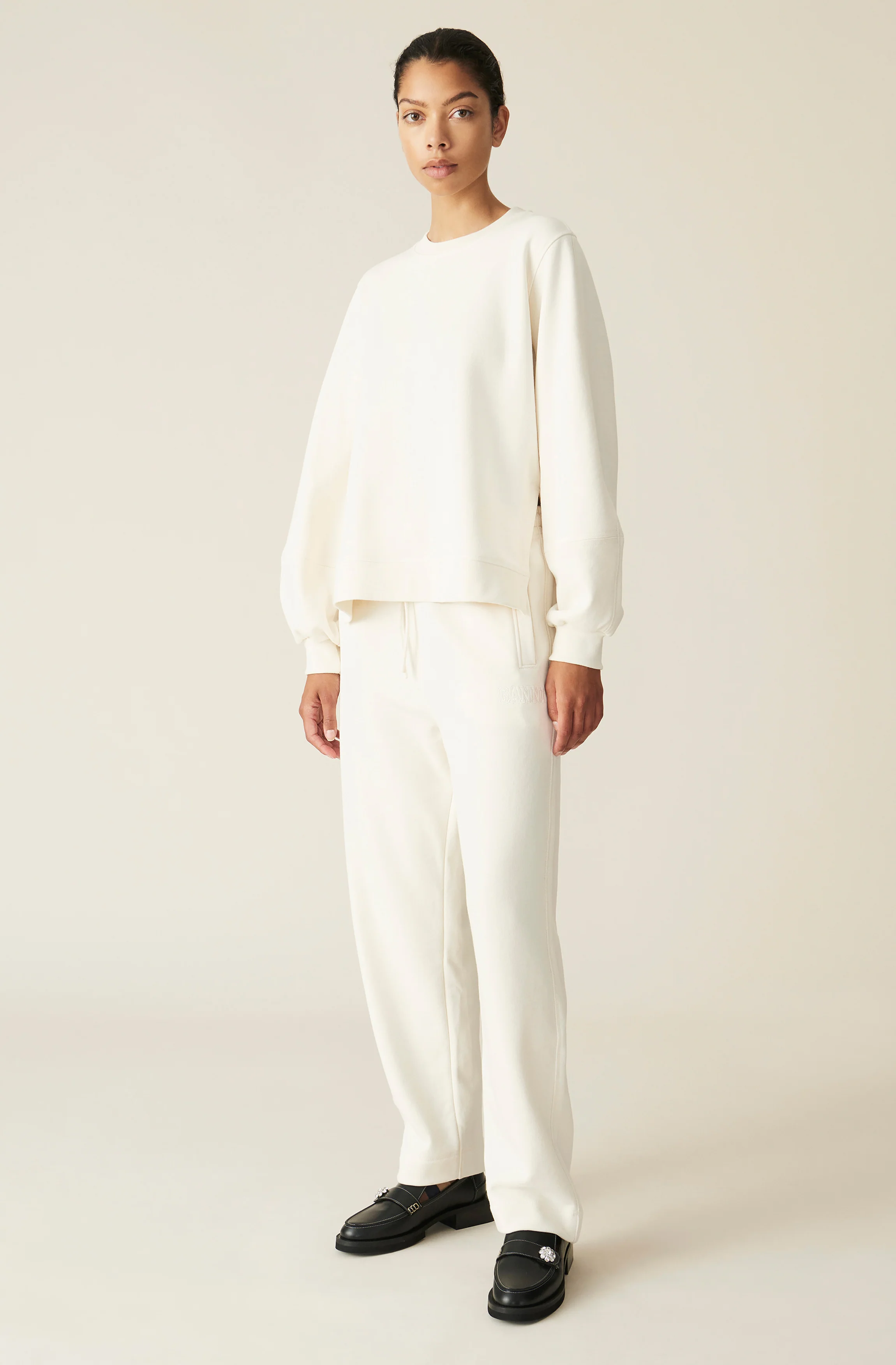Puff Sleeve Sweatshirt | Egret - Image 3