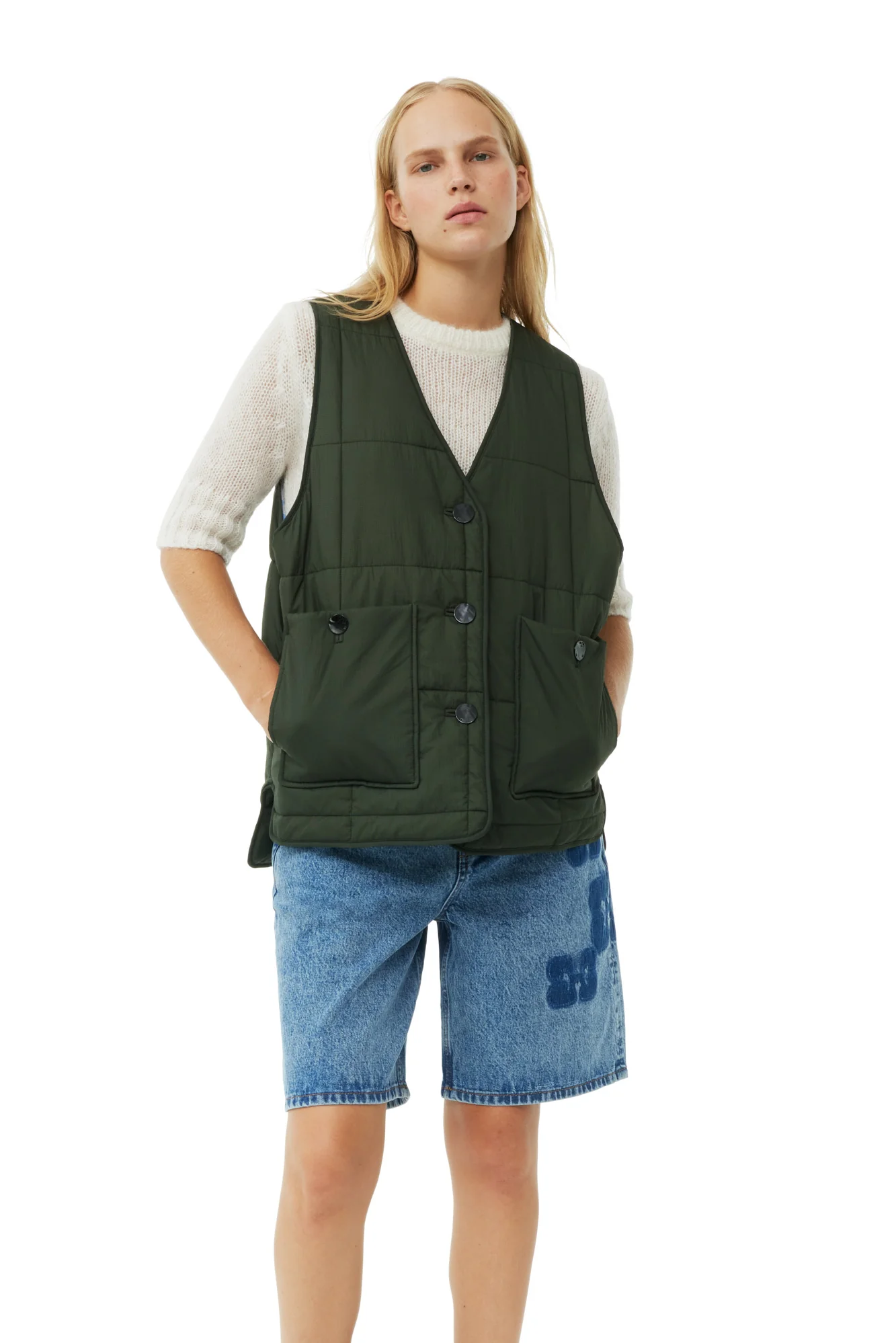 Quilt Boxy Vest | Kombu Green - Image 3