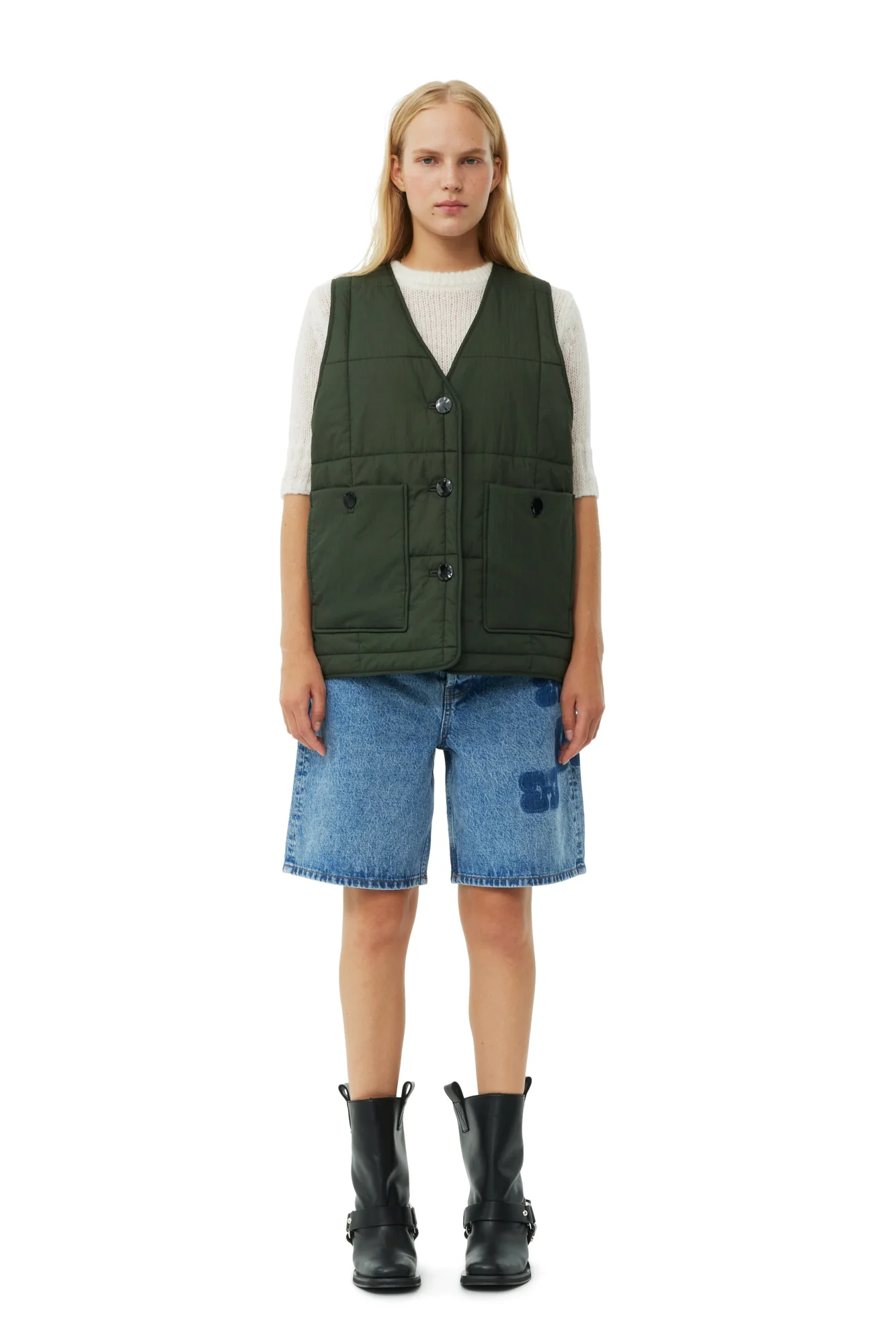 Quilt Boxy Vest | Kombu Green - Image 4