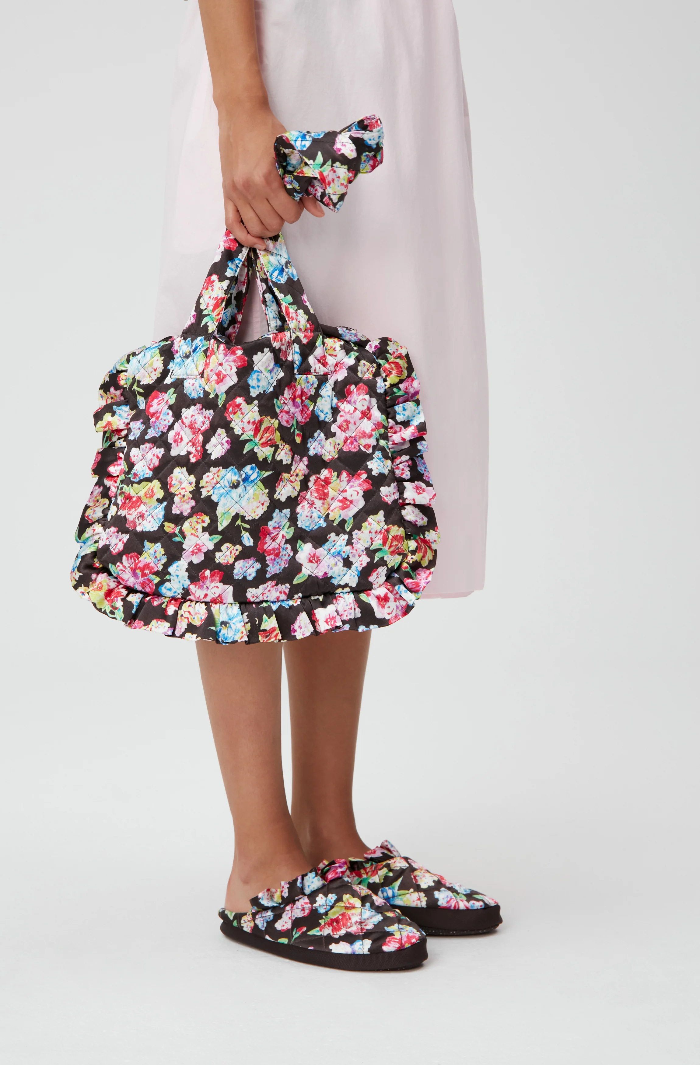 Quilted Satin Accessories Quilted Indoor Ruffle Slippers | Mole - Image 4