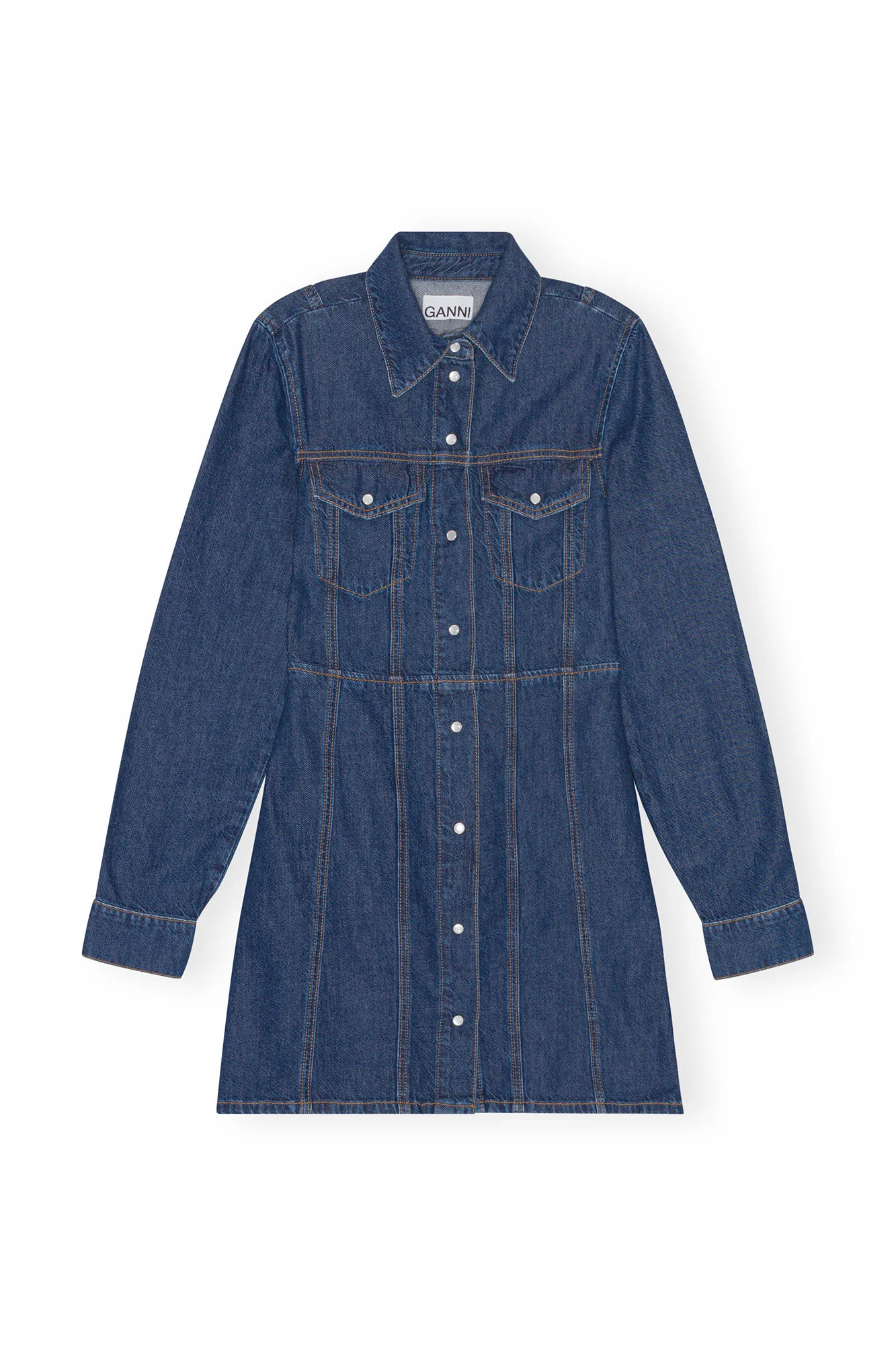 Re-Cut Denim Mini Dress | Mid Blue Stone