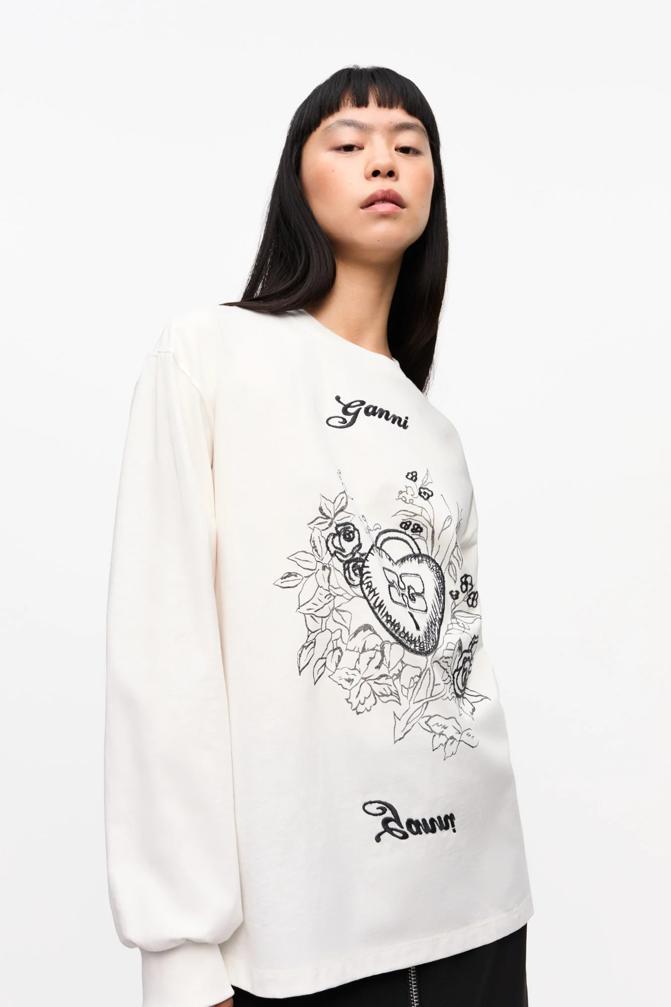 Re-cut Heavy Long-sleeve T-Shirt | Egret - Image 3