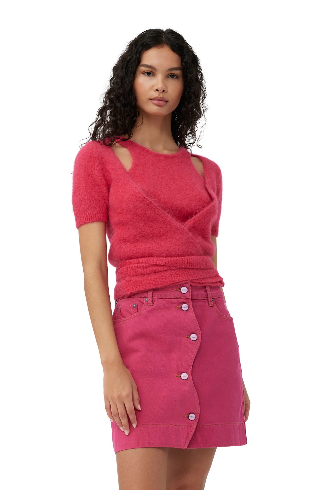 Re-Cut Overdyed Cutline Mini Skirt | Cyclamen - Image 4