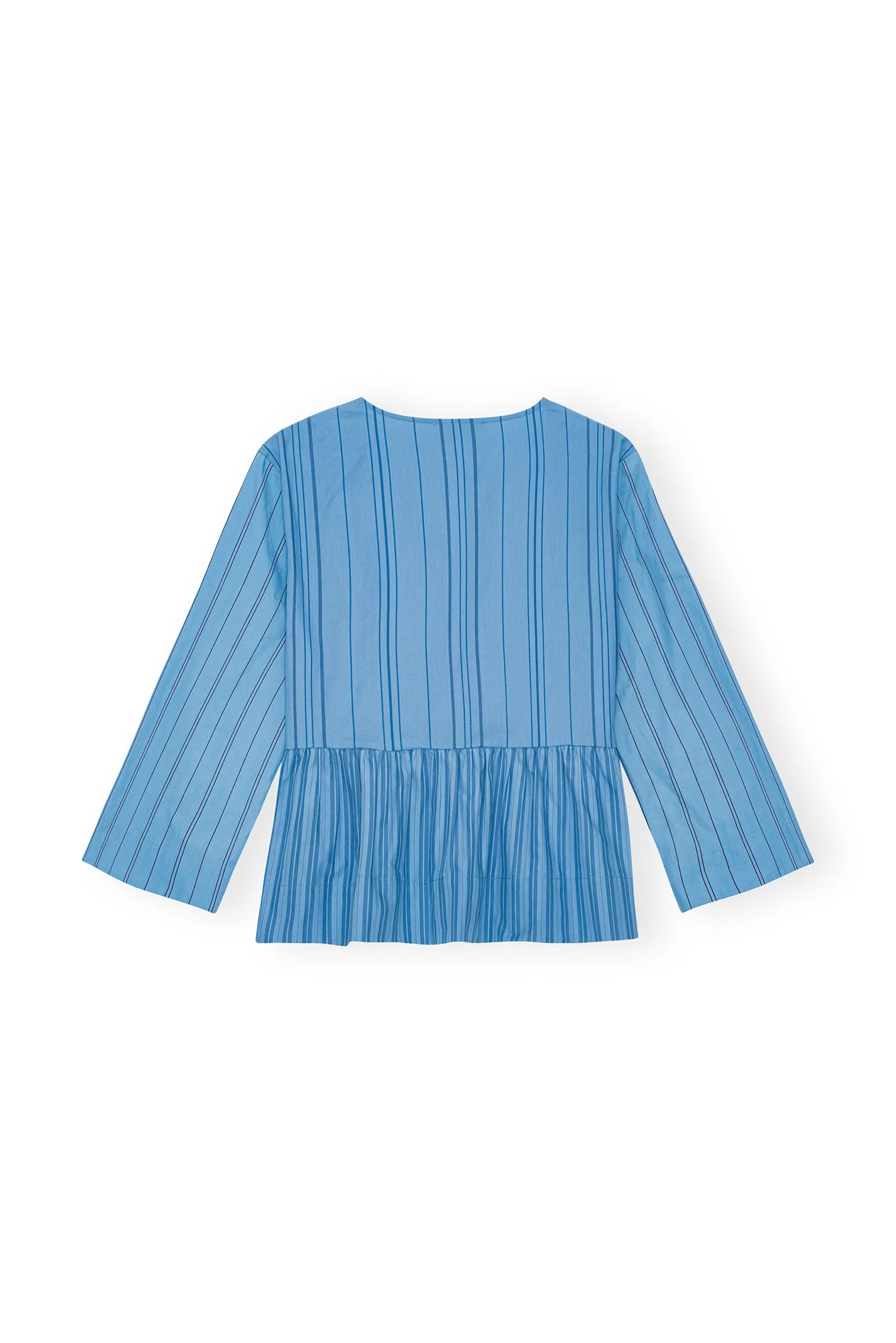 Re-cut Striped Cotton Peplum Blouse | Silver Lake Blue - Image 2