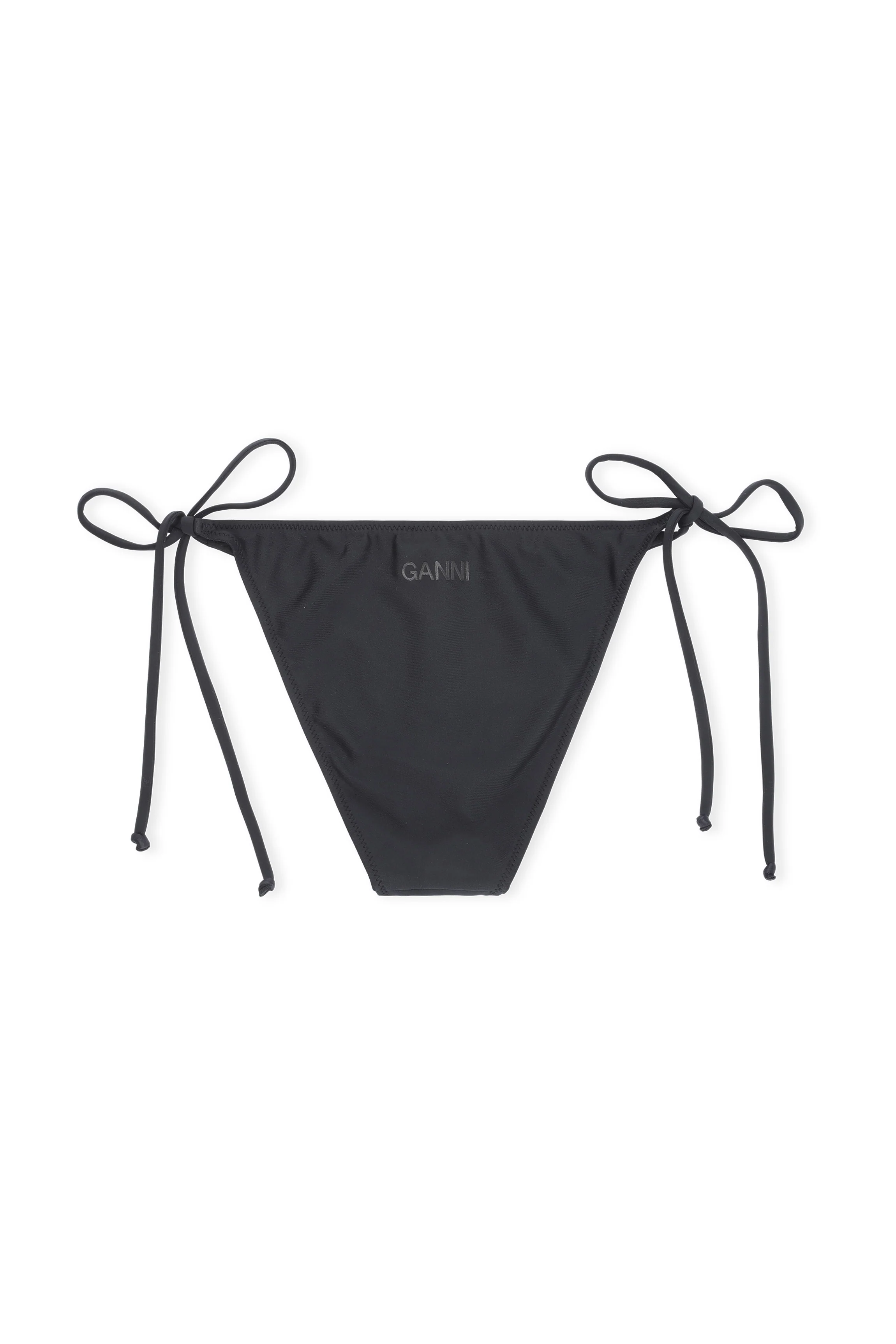 Recycled Core Solid String Bikini Briefs | Black - Image 2