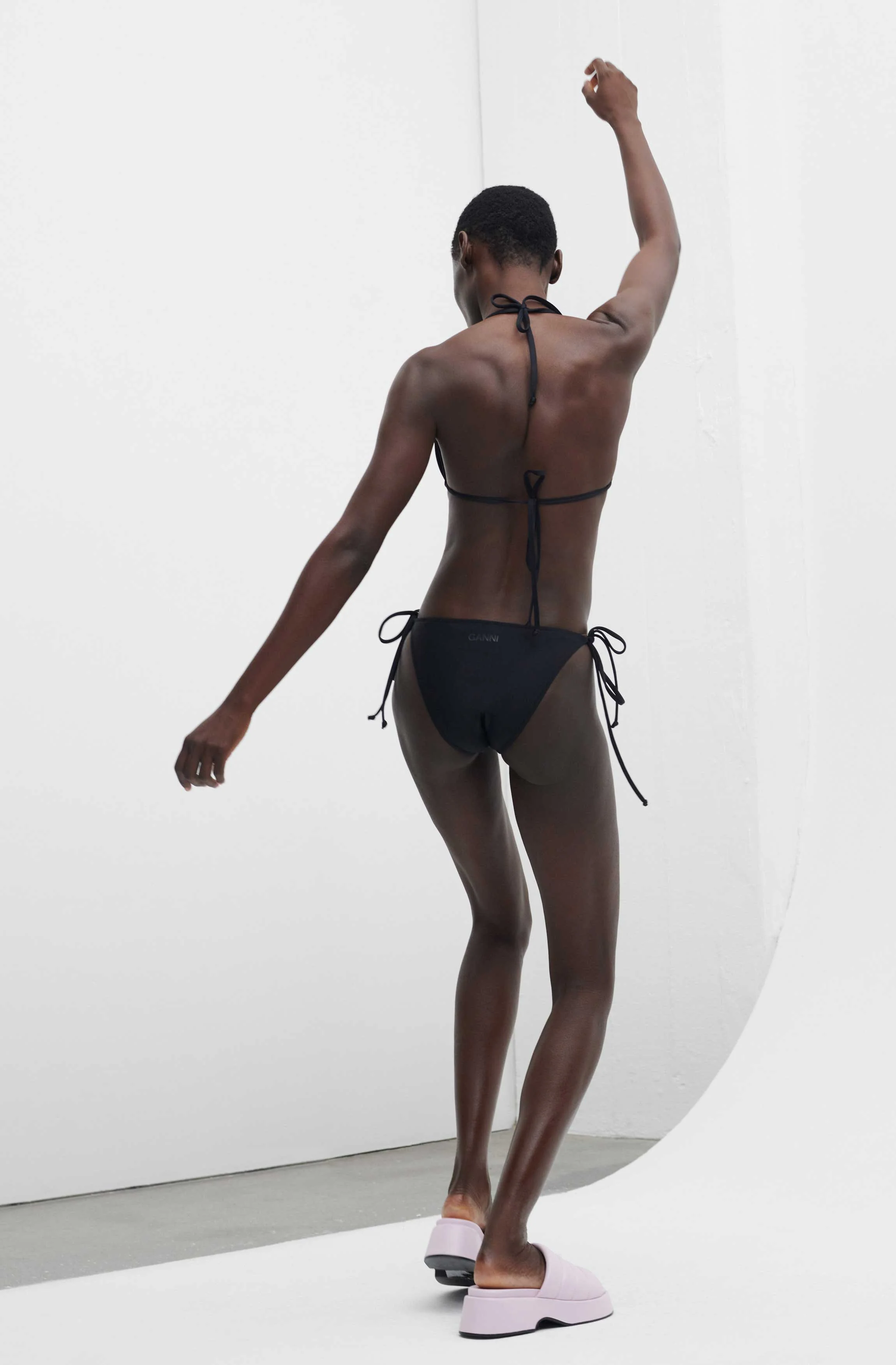 Recycled Core Solid String Bikini Briefs | Black - Image 4