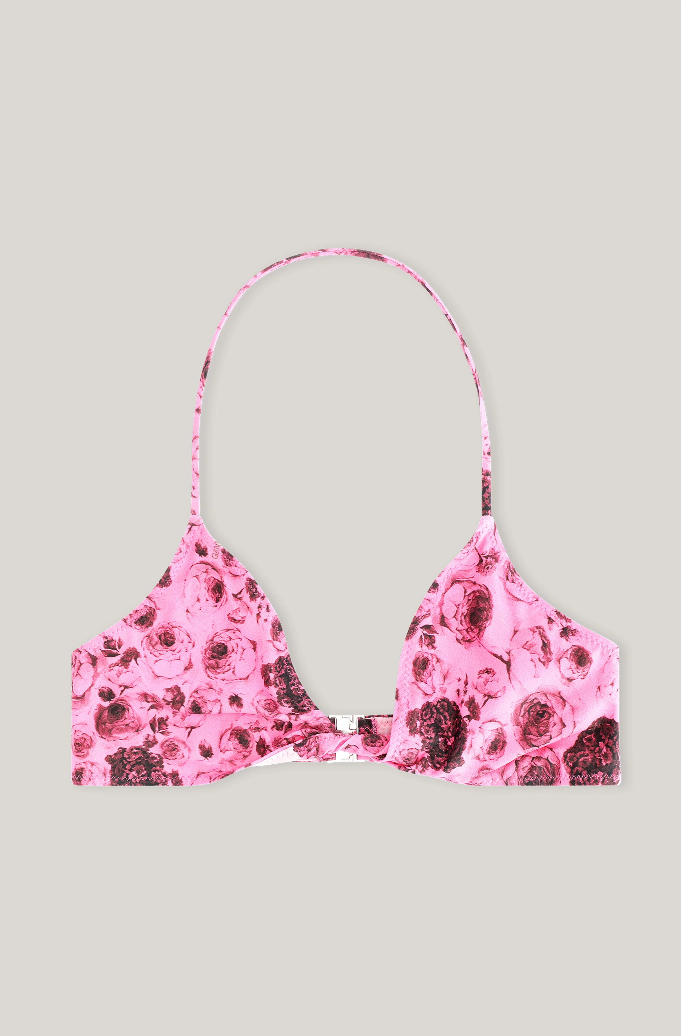 Recycled Pink Floral Bikini Top | Shocking Pink