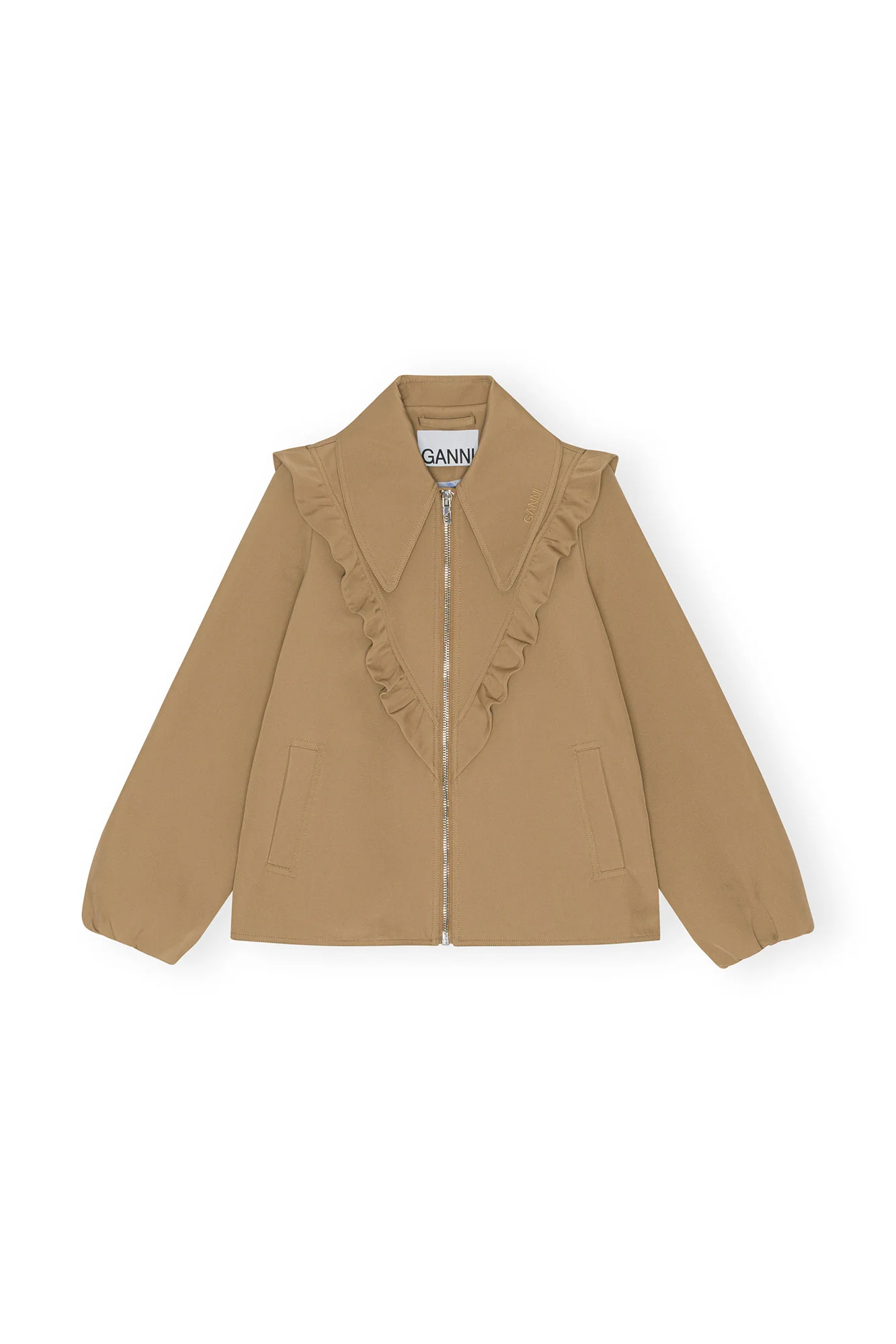 Recycled Polyester Frill Jacket | Petrified Oak