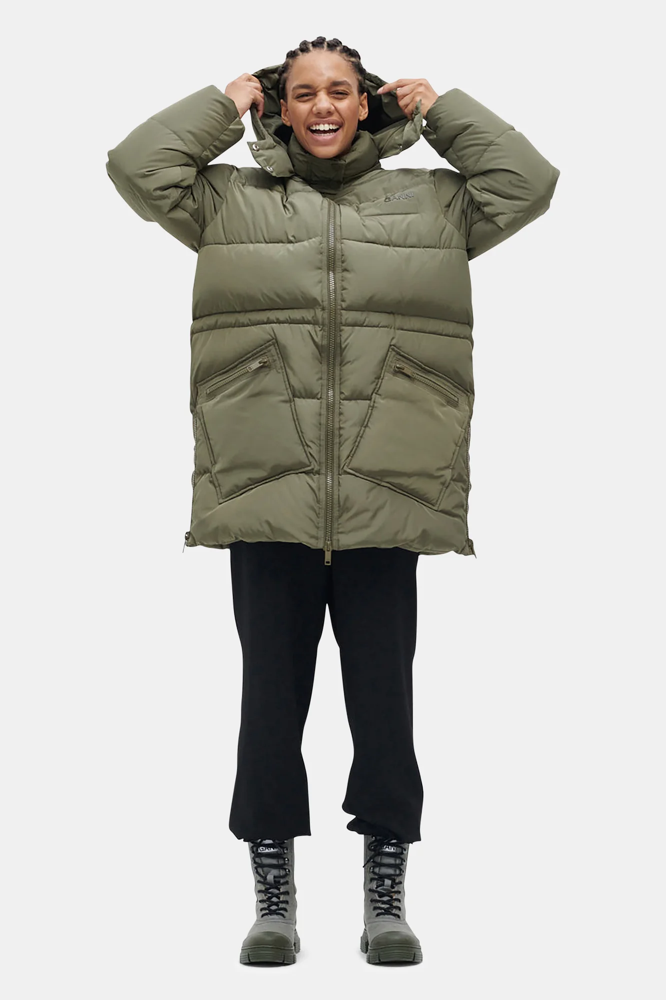 Recycled Polyester Oversized Puffer Midi Jacket | Kalamata - Image 3