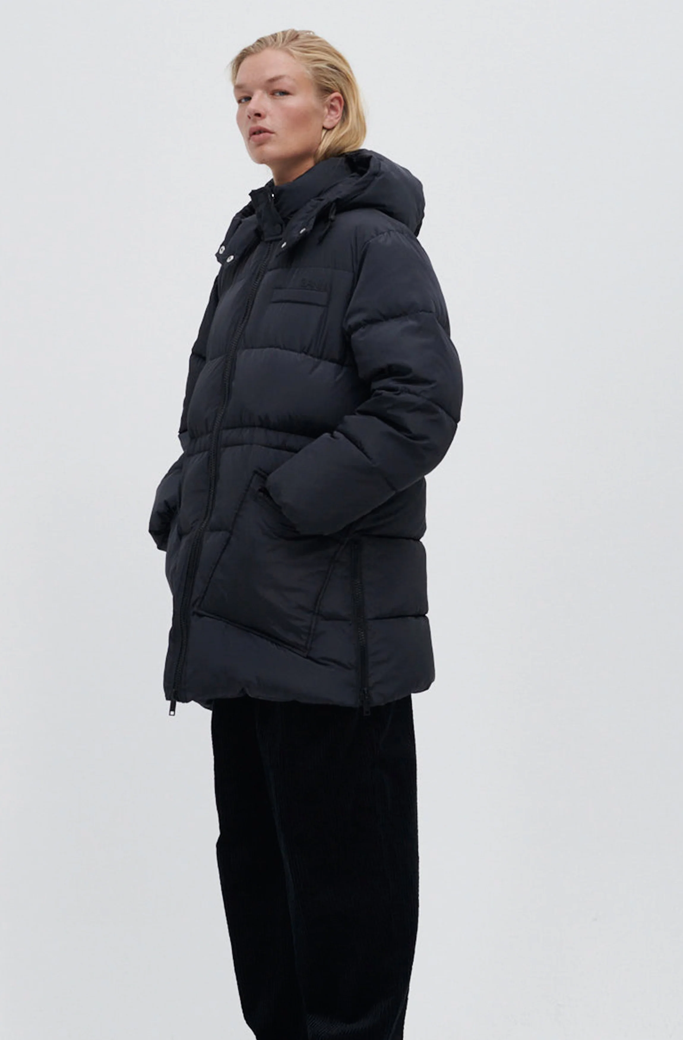 Recycled Polyester Oversized Puffer Midi Jacket | Phantom - Image 2