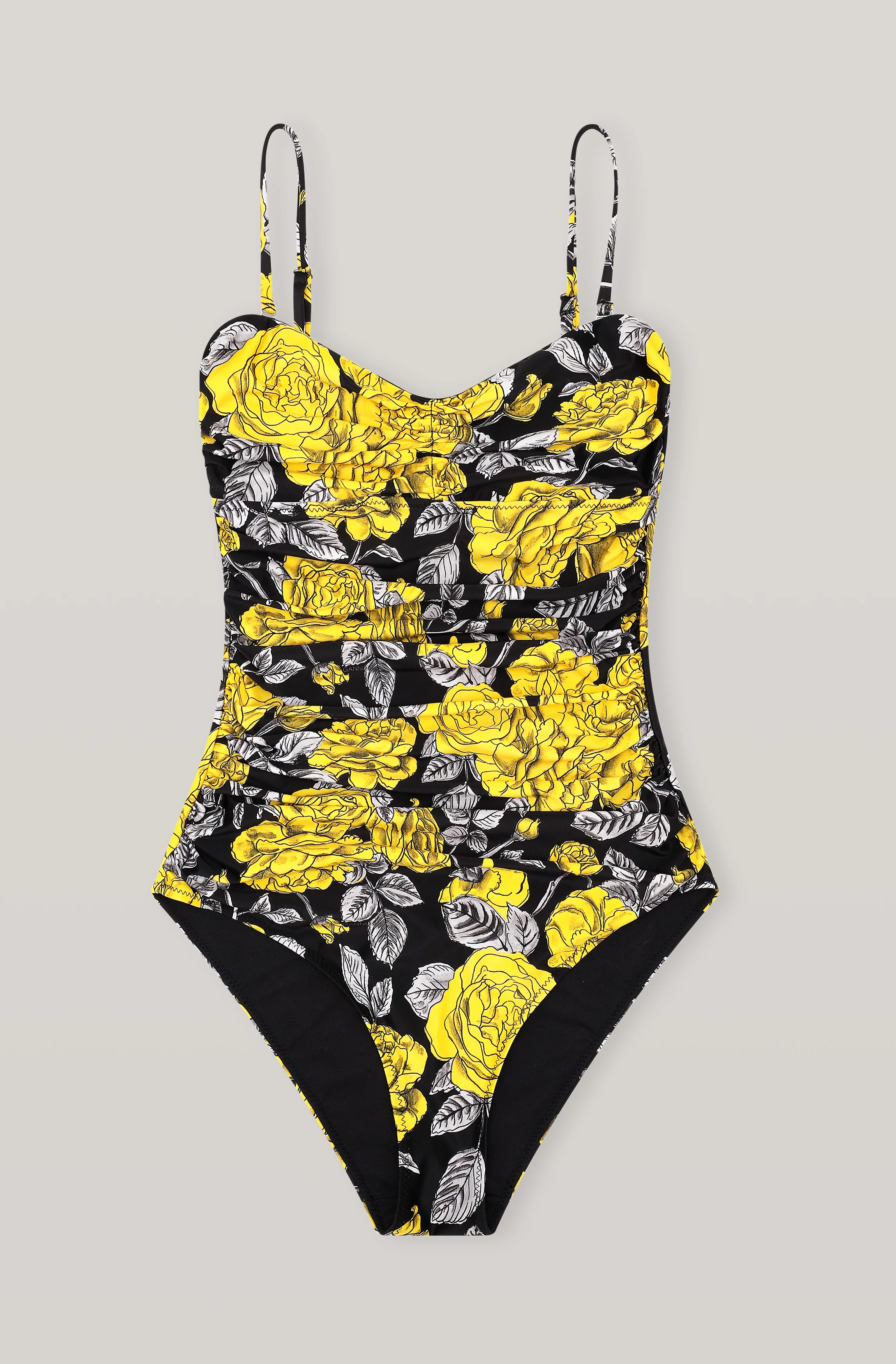 Recycled Printed Gathered Swimsuit | Black