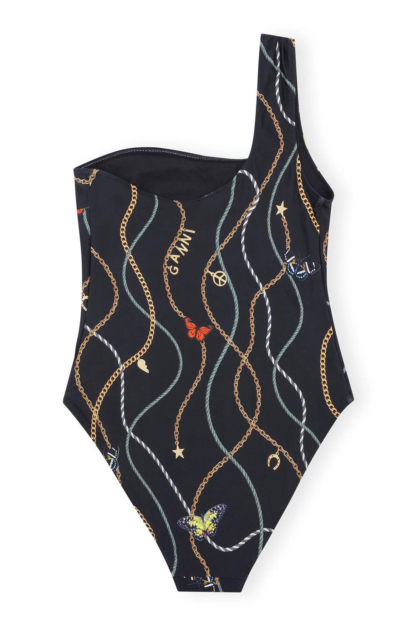 Recycled Printed One Shoulder Swimsuit | Black - Image 2