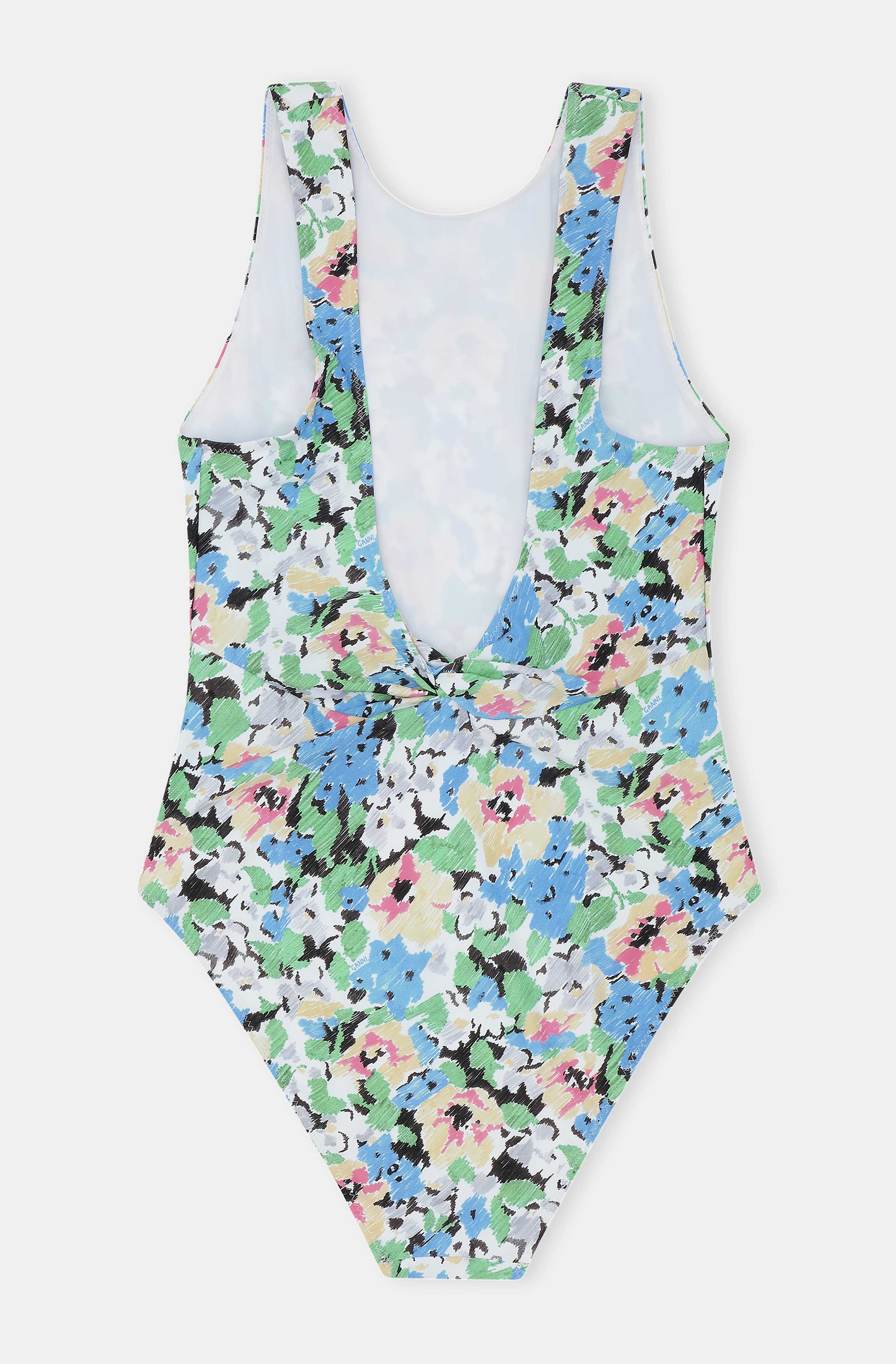 Recycled Printed Recycled Printed Back Twist Swimsuit | Floral Azure Blue - Image 2