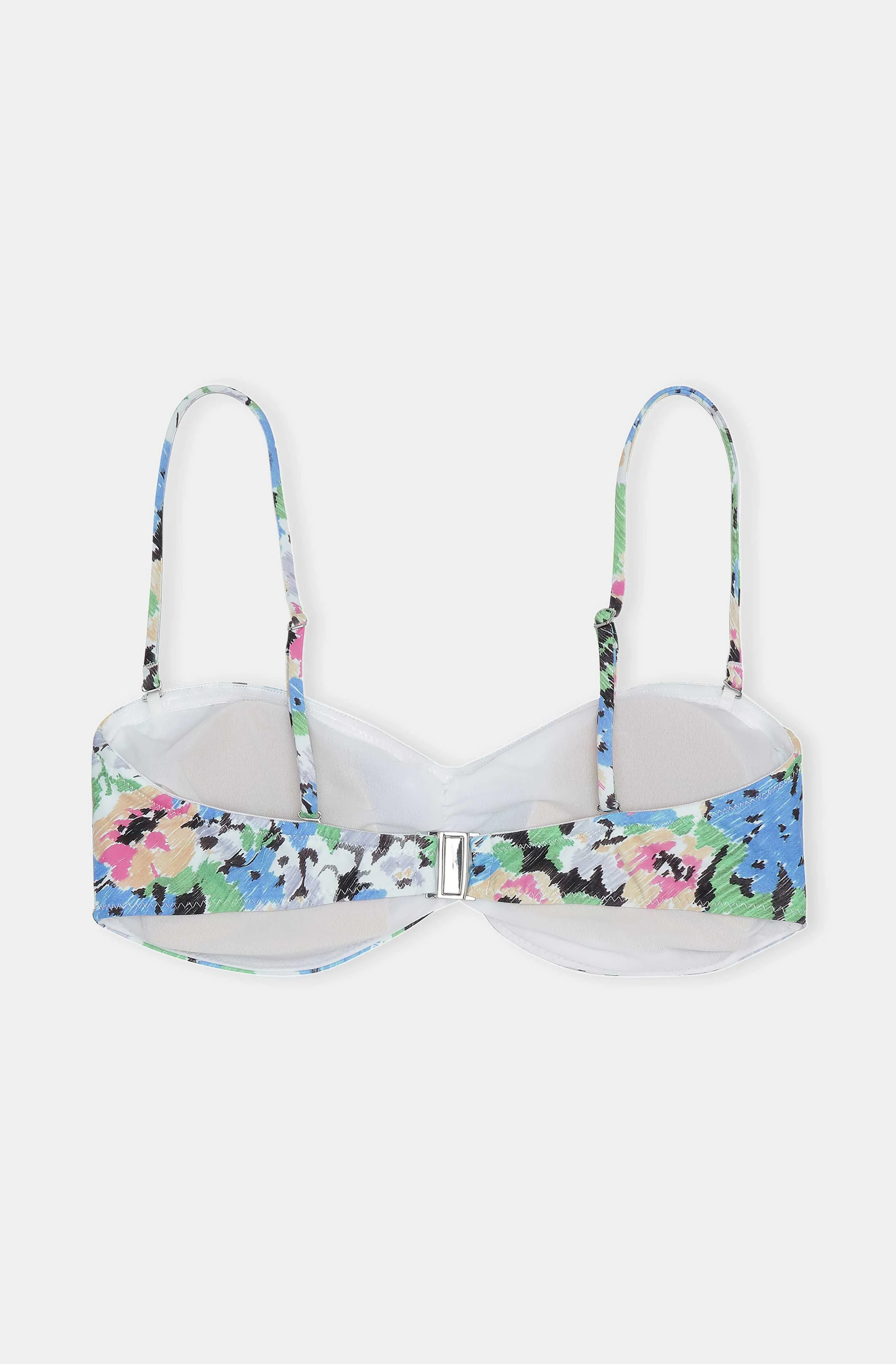 Recycled Printed Recycled Printed Gathered Bandeau Bikini Top | Floral Azure Blue - Image 2