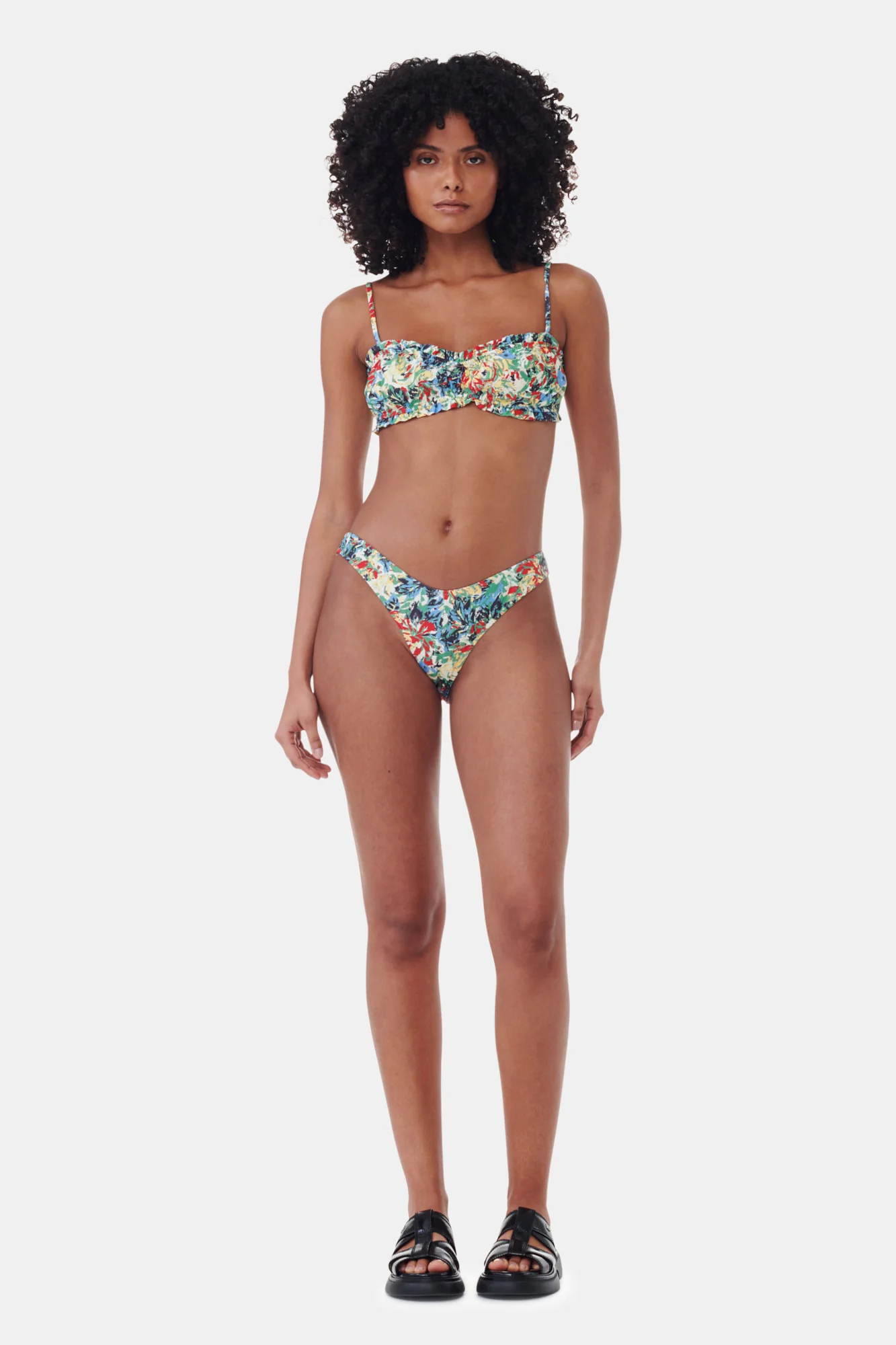 Recycled Printed Ruffle Bandeau Bikini Top | Multicolor - Image 4