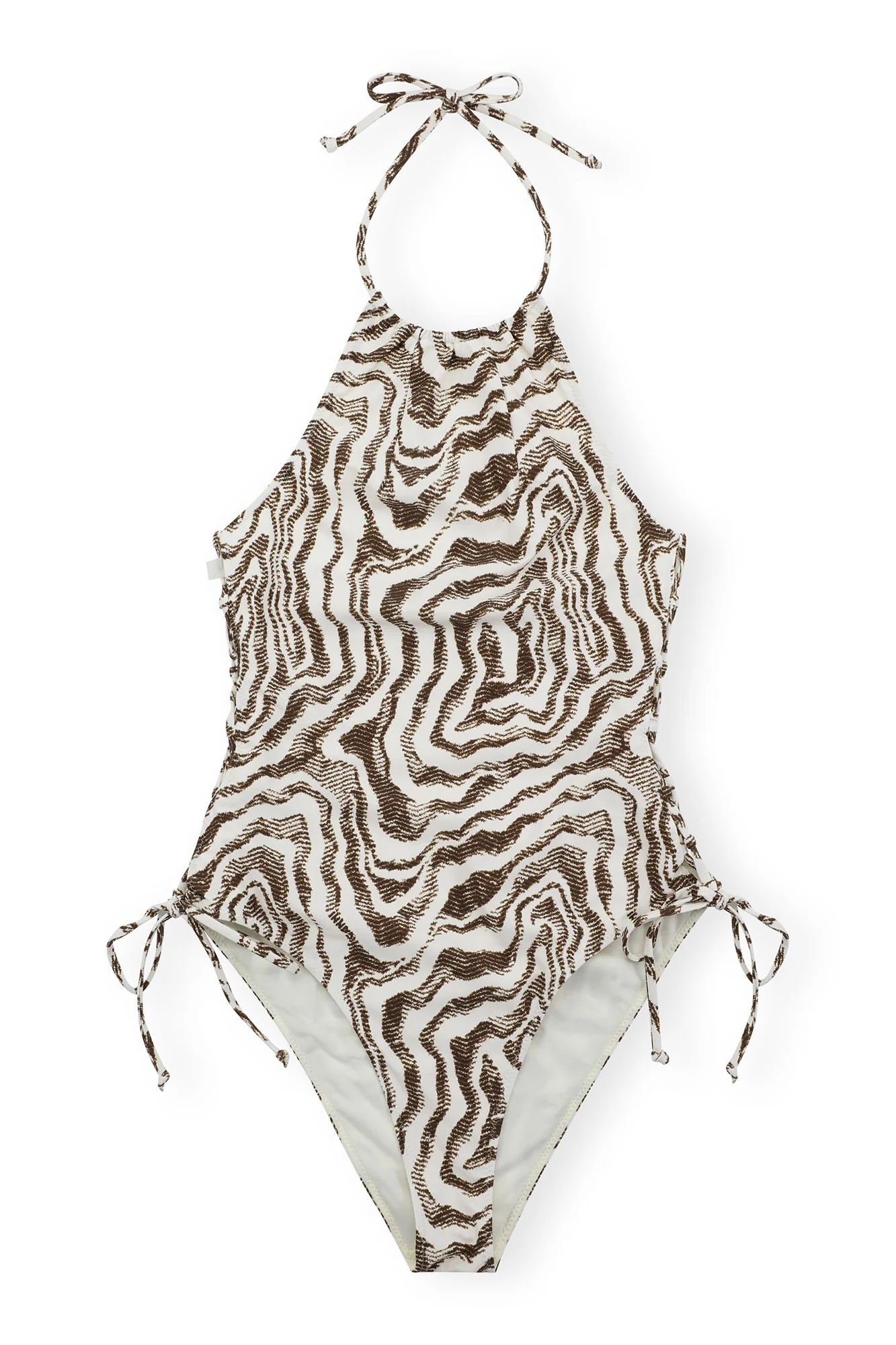 Recycled Printed Tieband Swimsuit | Egret