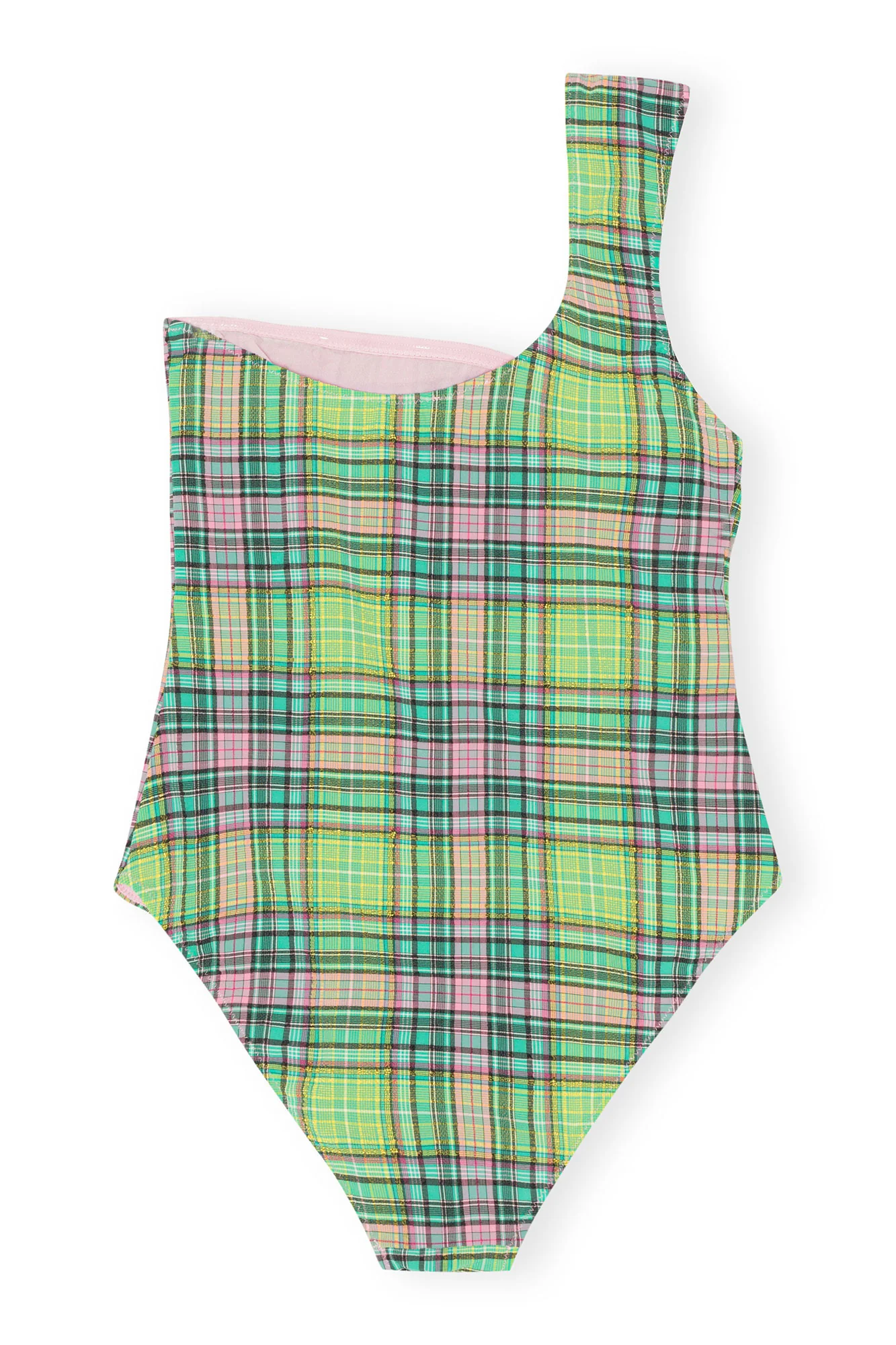Recycled Seersucker One Shoulder Swimsuit | Lagoon - Image 2