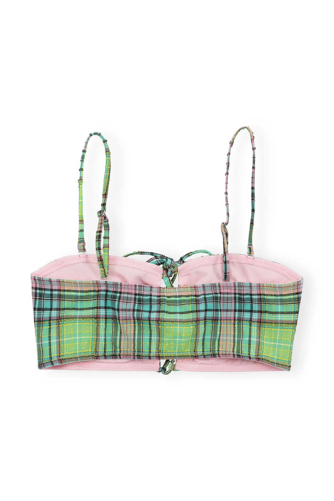 Recycled Seersucker Tie-front Bikini Top | Lagoon - Image 2