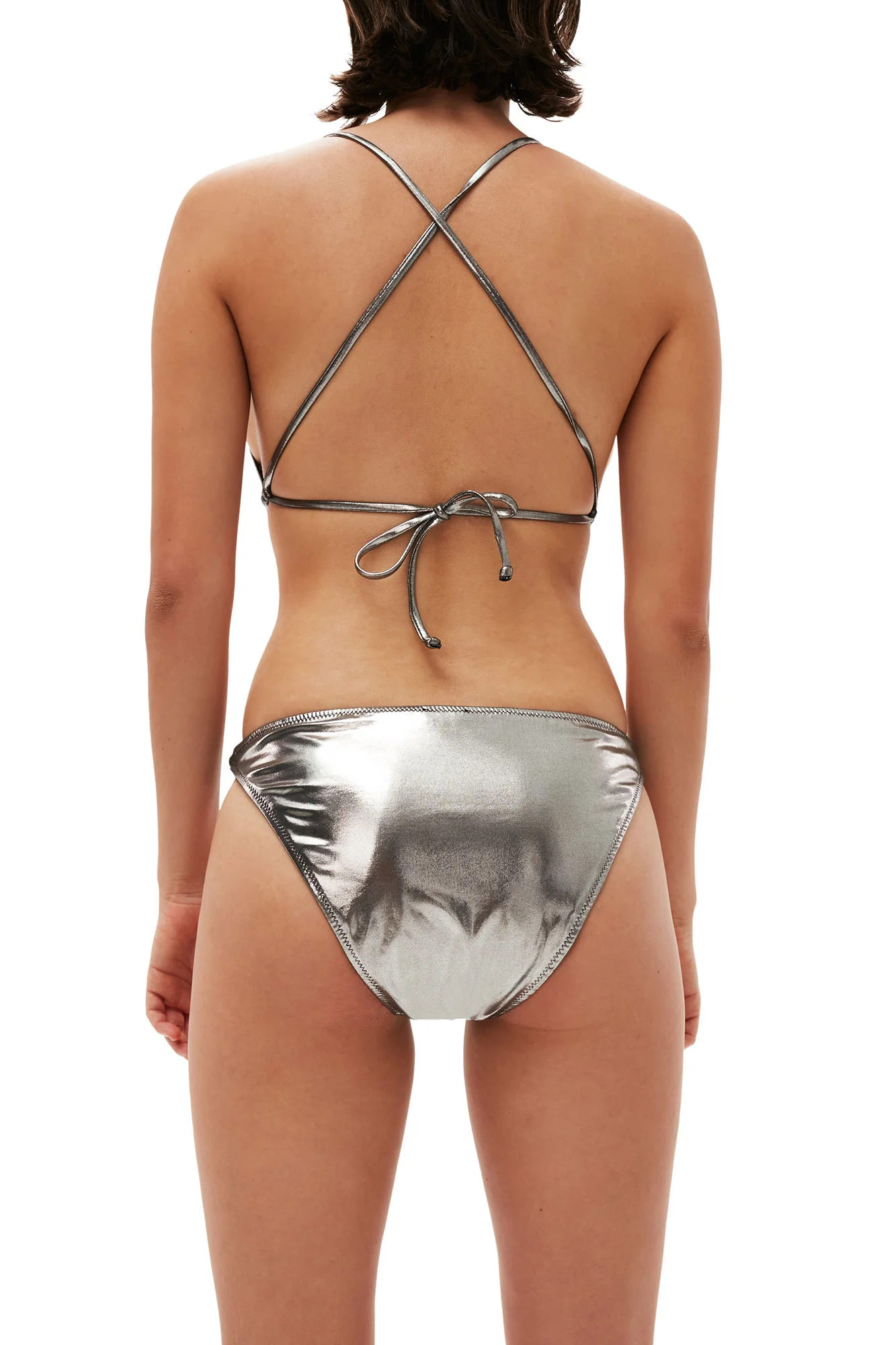 Recycled Shine String Swimsuit | Silver - Image 9