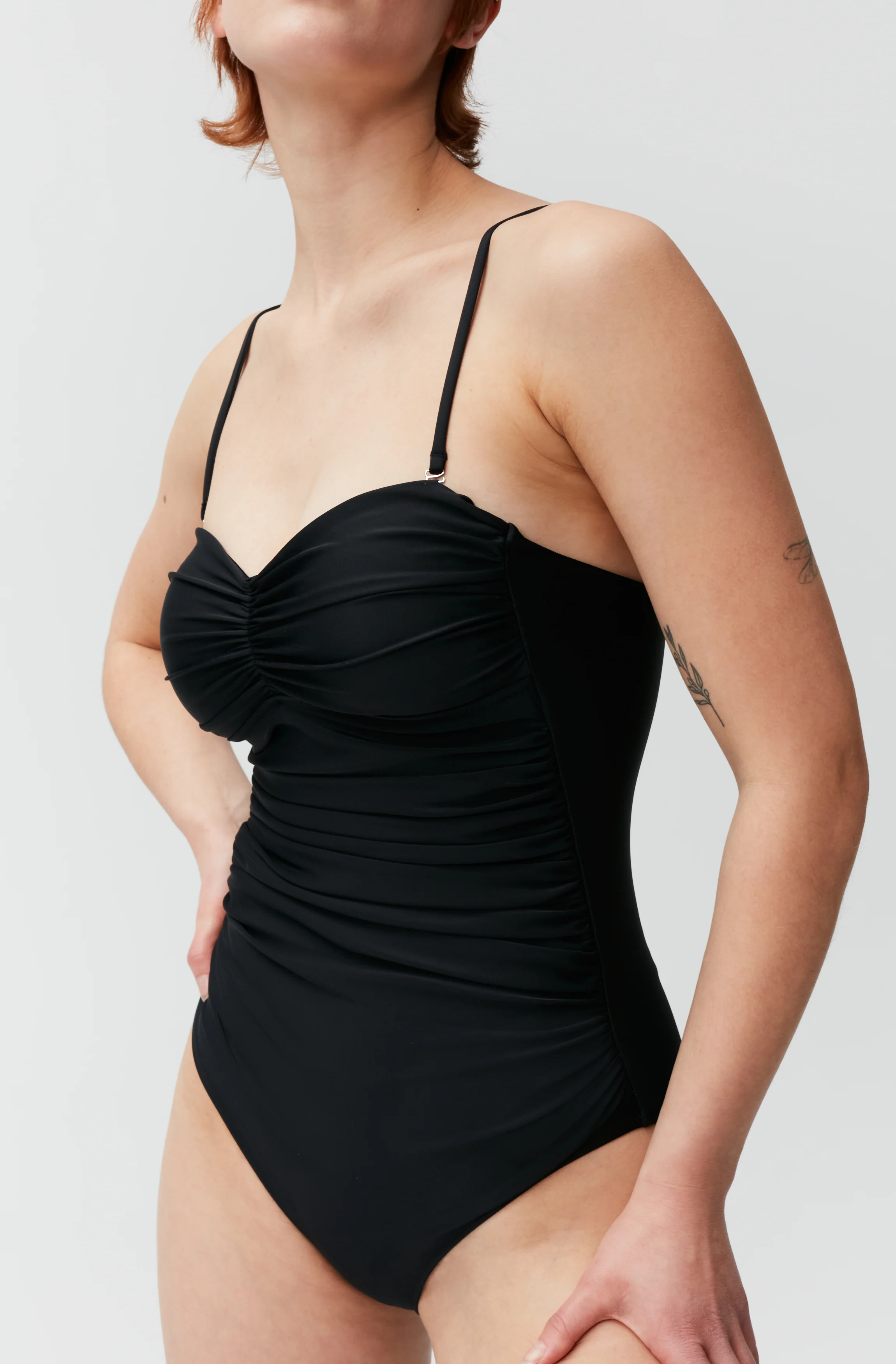 Recycled Solid Core Recycled Core Solid Gathered Swimsuit | Black - Image 6