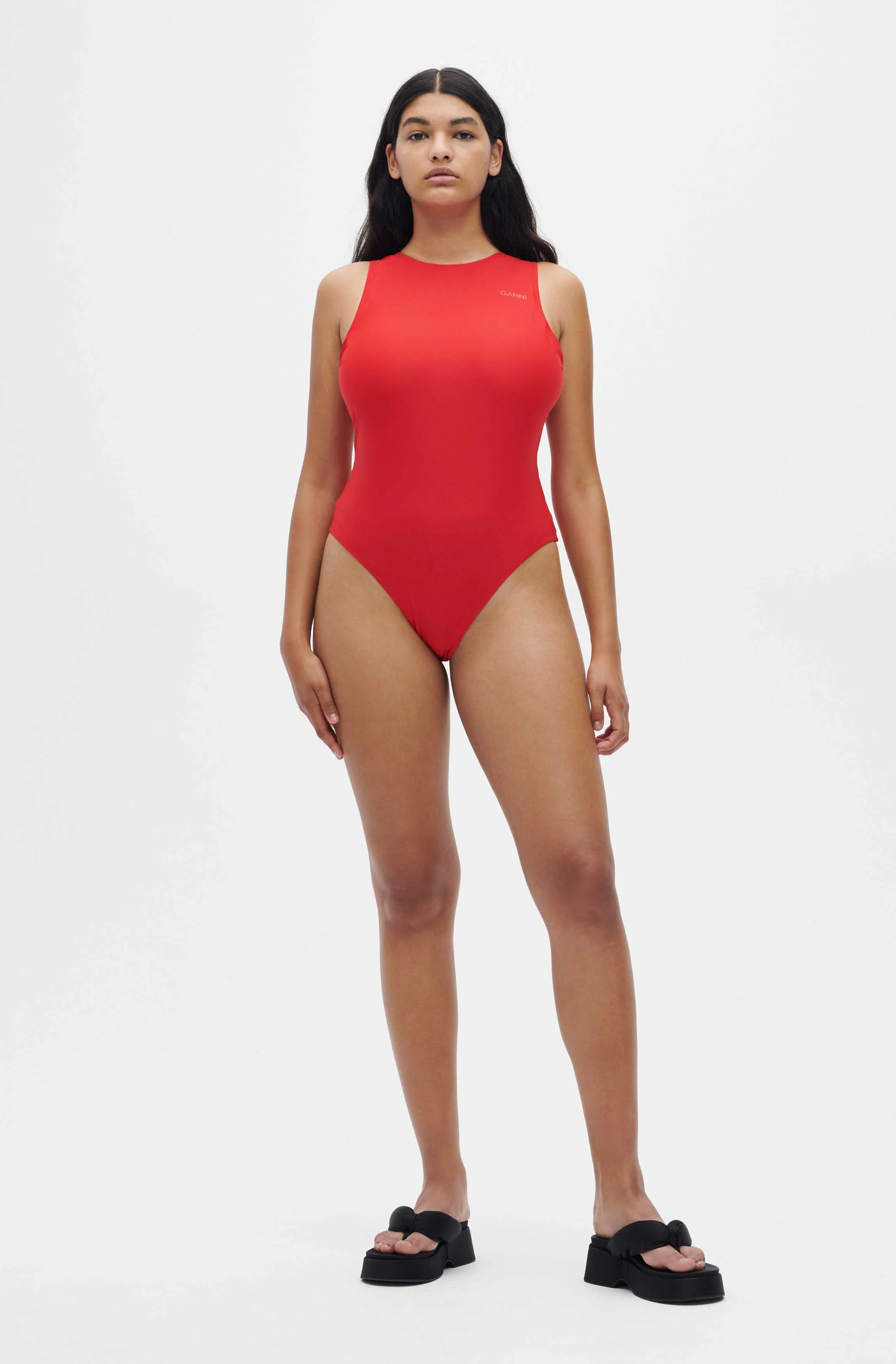 Recycled Solid Core Recycled Core Solid Sporty Swimsuit | High Risk Red - Image 3
