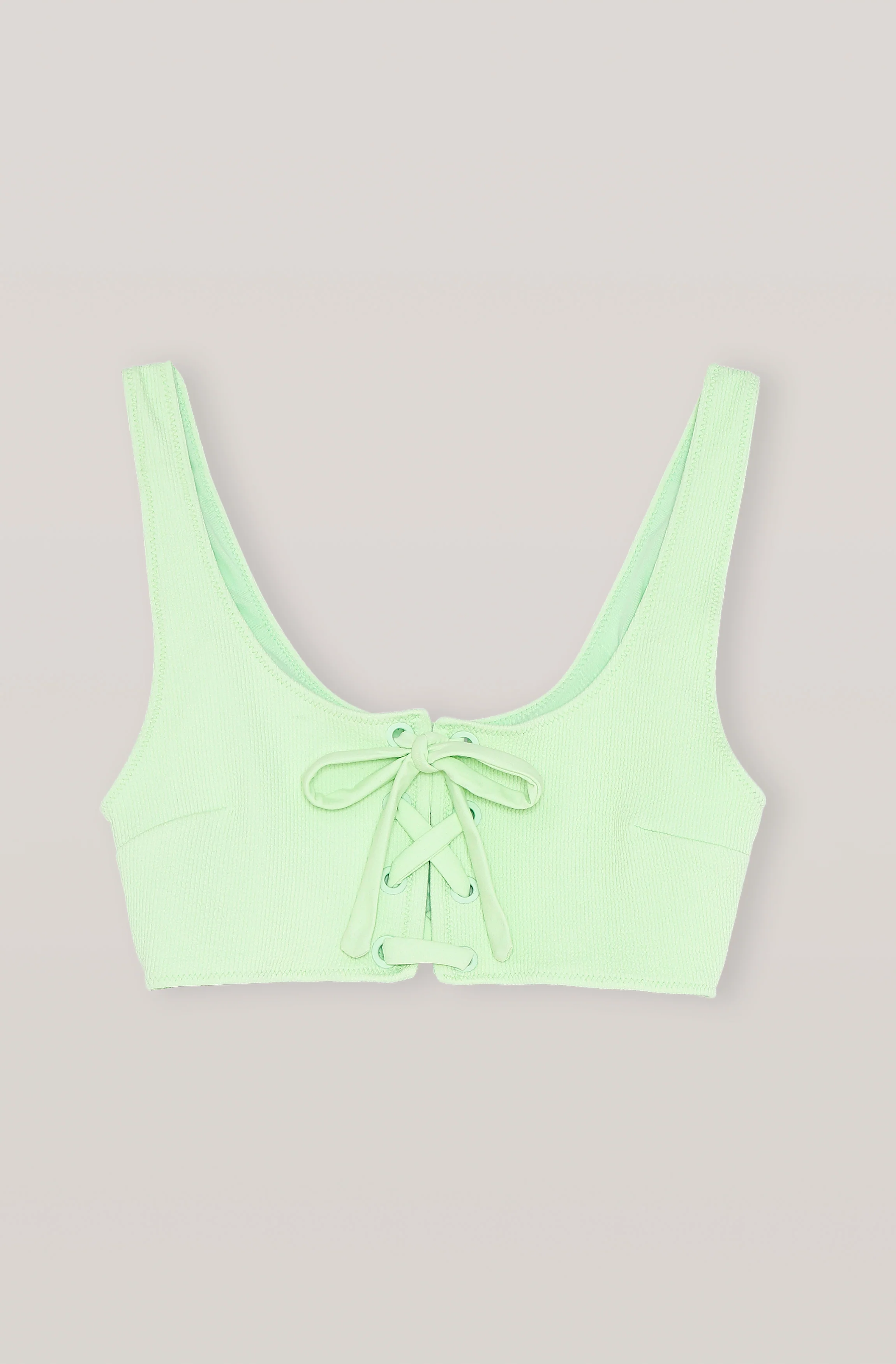 Recycled Textured Lace-up Bikini Top | Patina Green