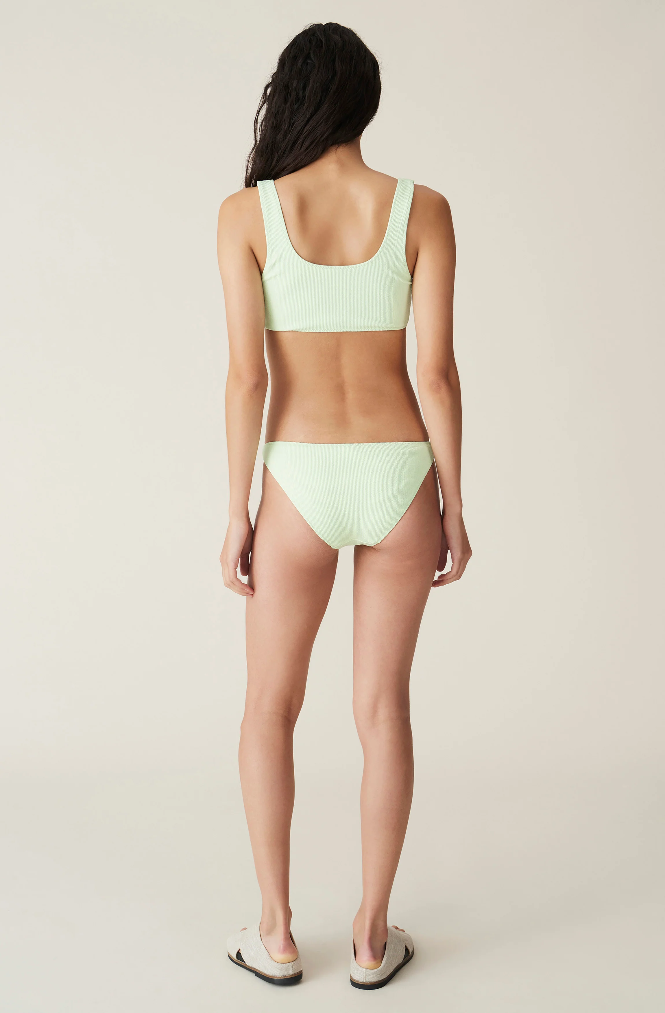 Recycled Textured Lace-up Bikini Top | Patina Green - Image 4