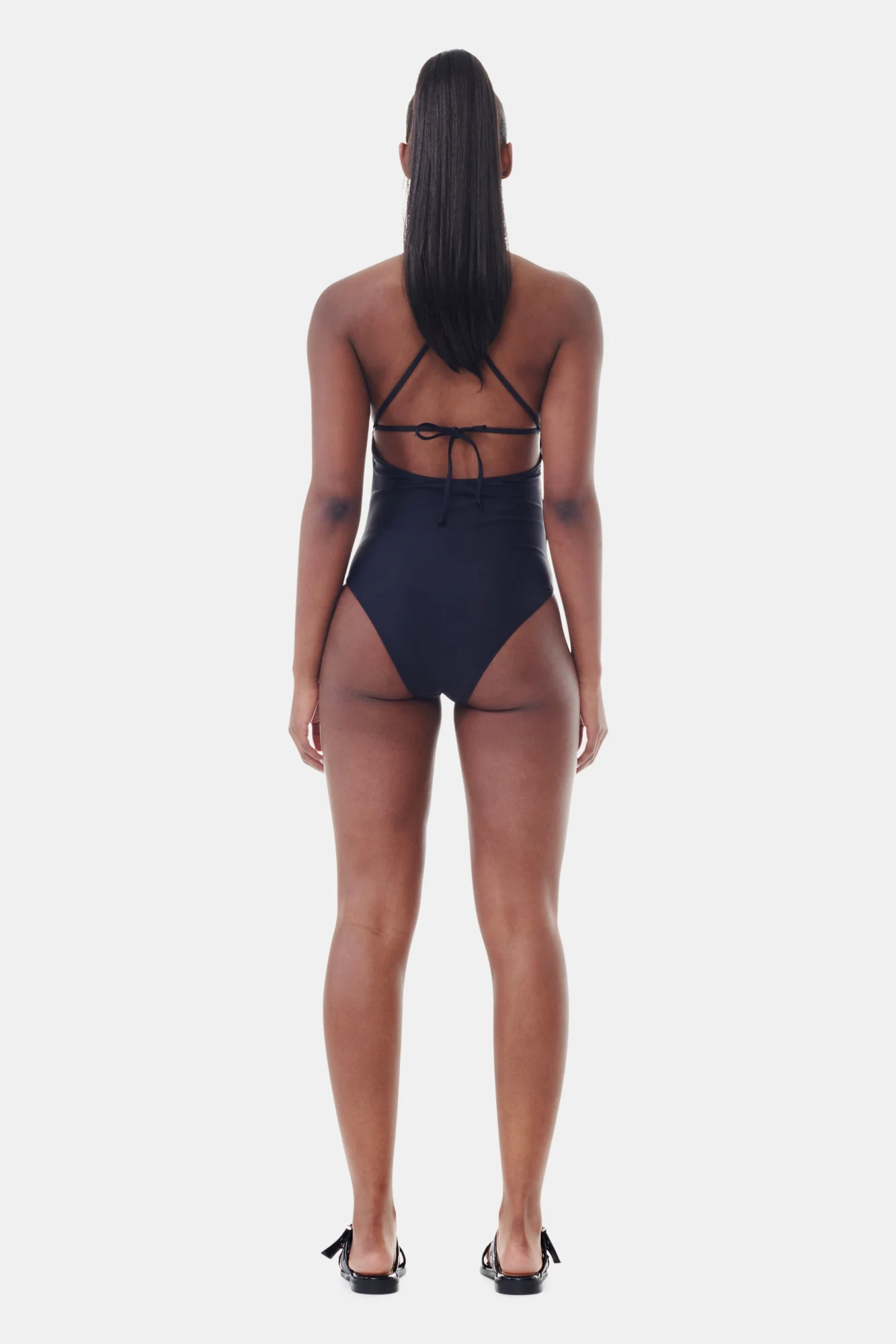 Recycled Tie String Swimsuit | Black - Image 6