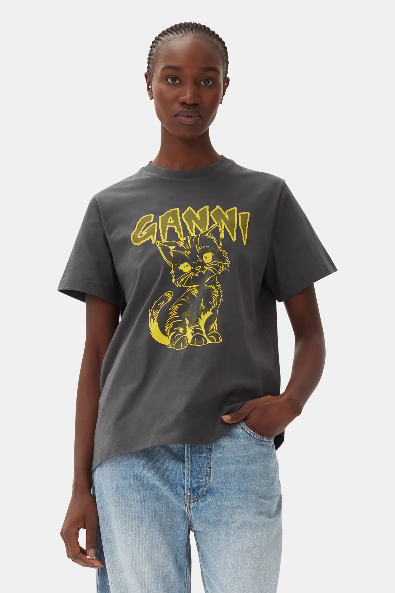 Relaxed Cat T-Shirt | Volcanic Ash - Image 3