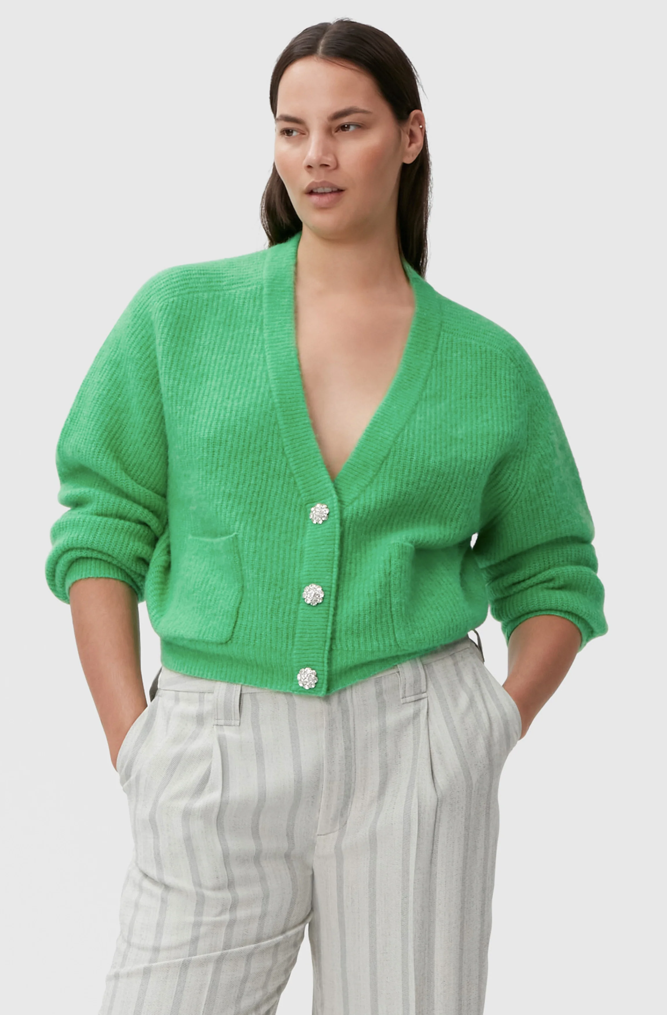 Relaxed Wool Cardigan | Kelly Green - Image 3