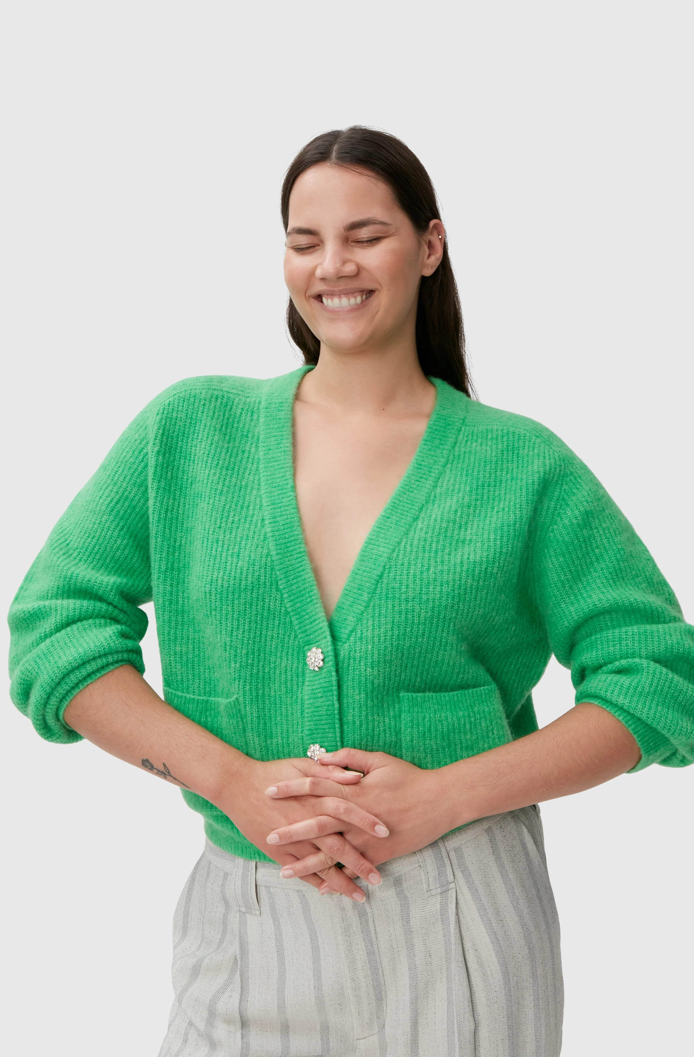 Relaxed Wool Cardigan | Kelly Green - Image 6