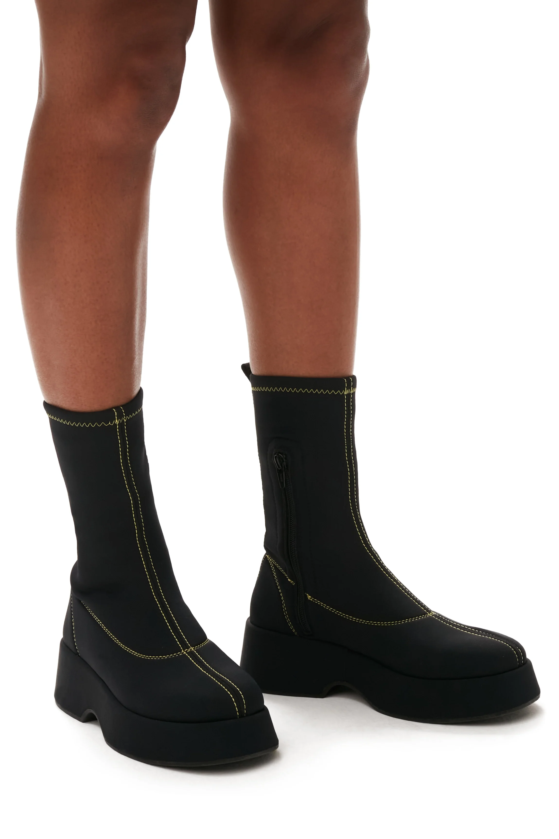 Retro Flatform Ankle Sockboots | Black - Image 4