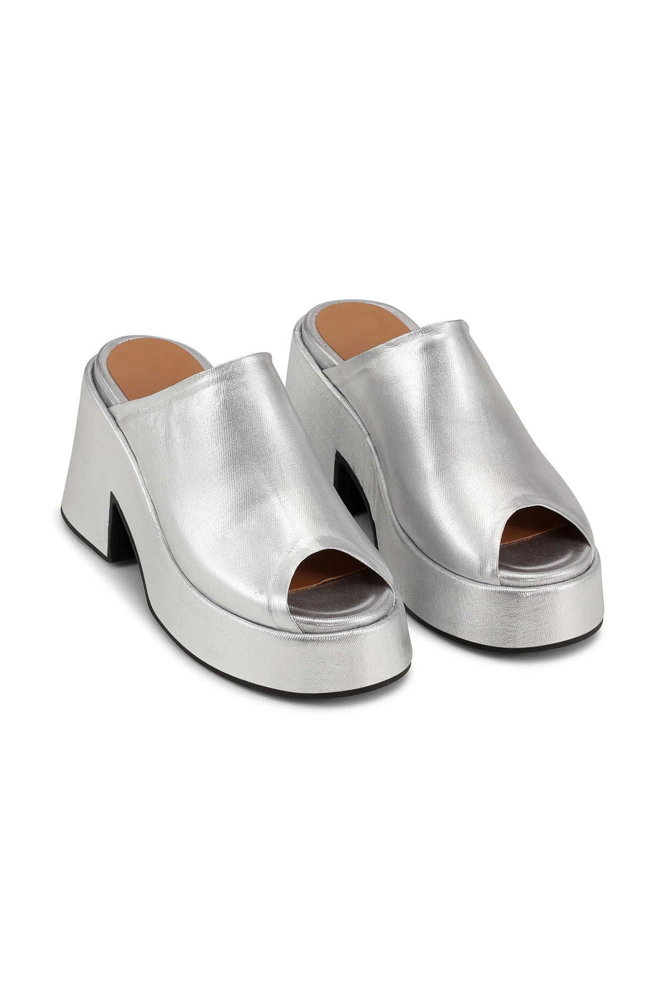 Retro Flatform Wedge Mules | Silver - Image 3