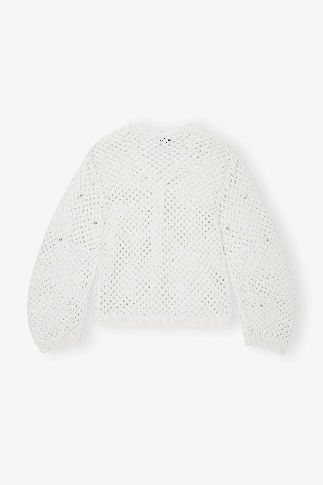 Rhinestone Cotton Pointelle Cardigan | Egret - Image 2